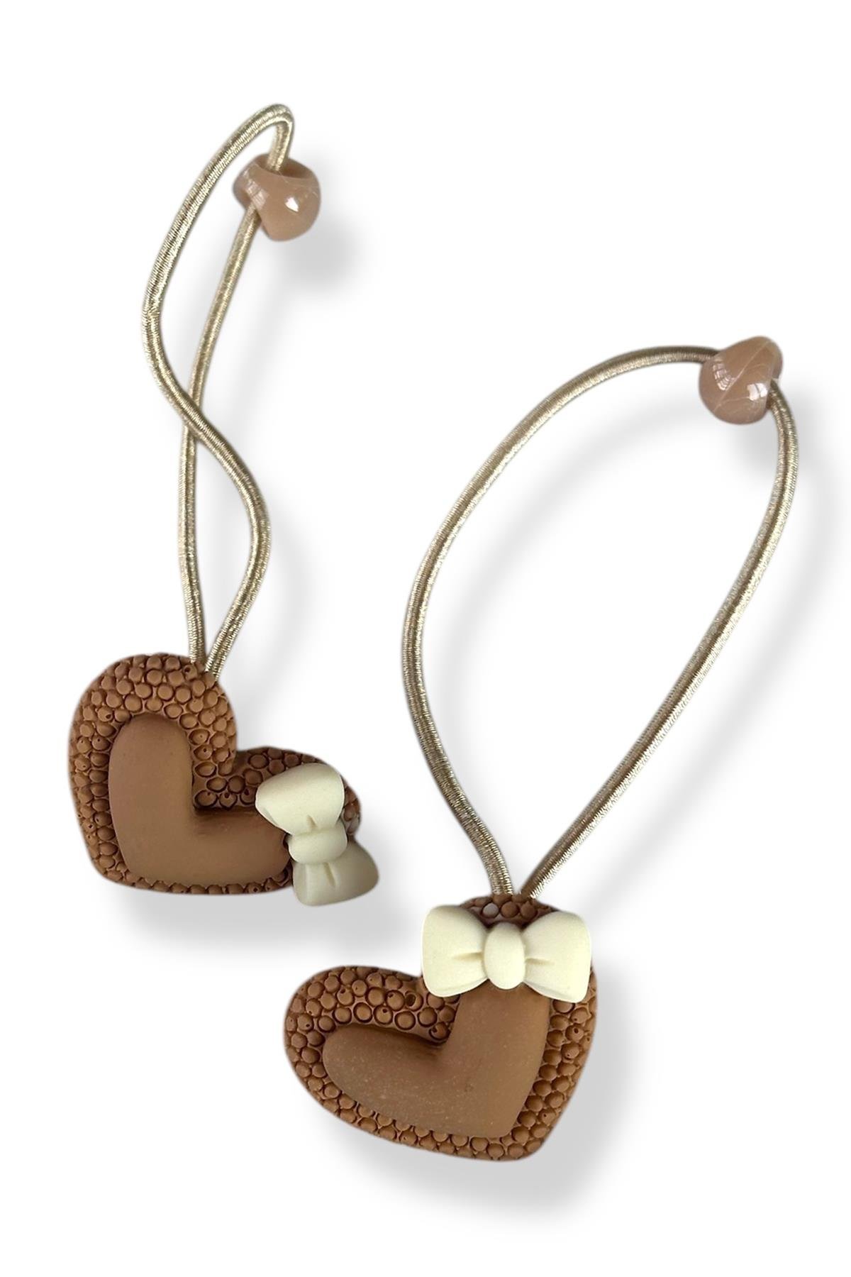 Kahve Renk Kalp Figürlü Lastik Toka