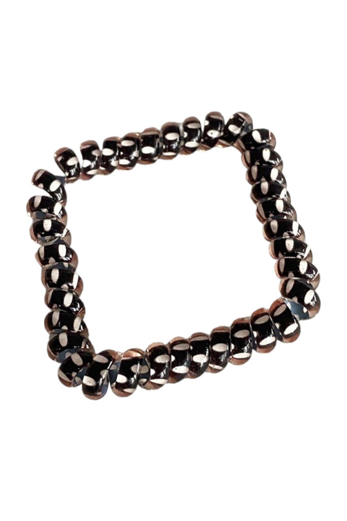 Kahve Renk Puantiyeli Helezon Lastik Toka