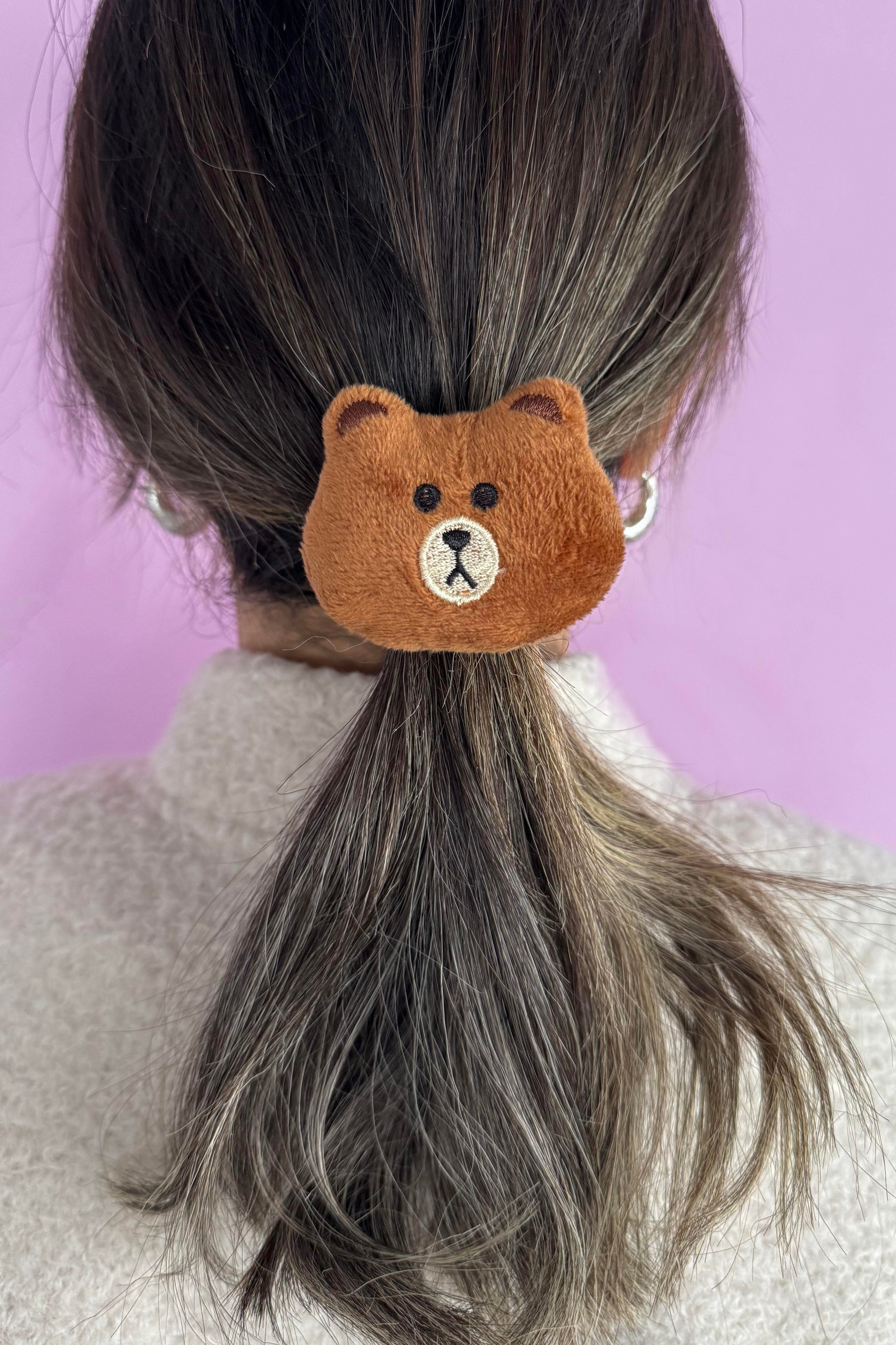 Kahverengi Ayıcık Figürlü Peluş Simit Toka