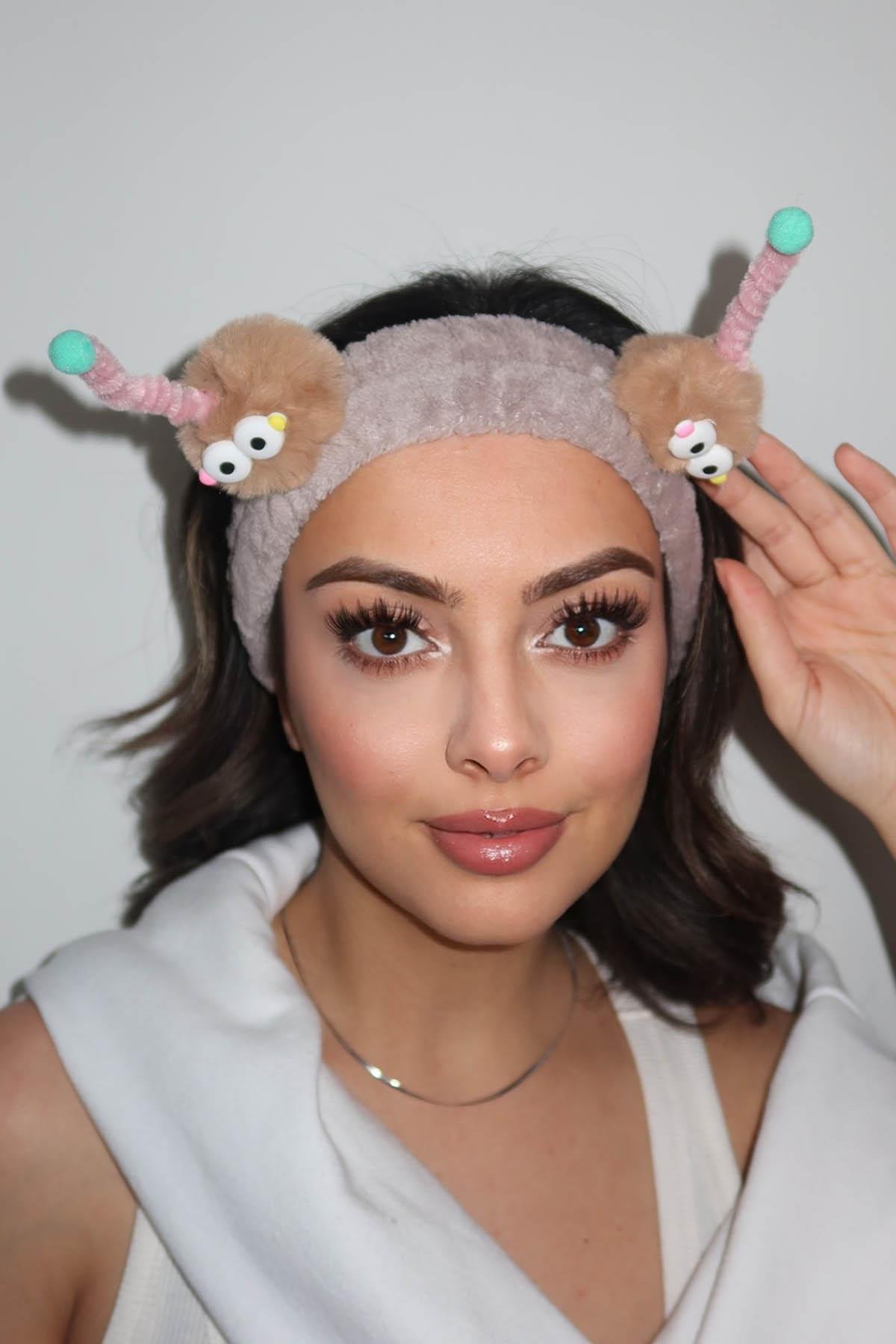 Kahverengi Canavar Figürlü Peluş Saç Bandı