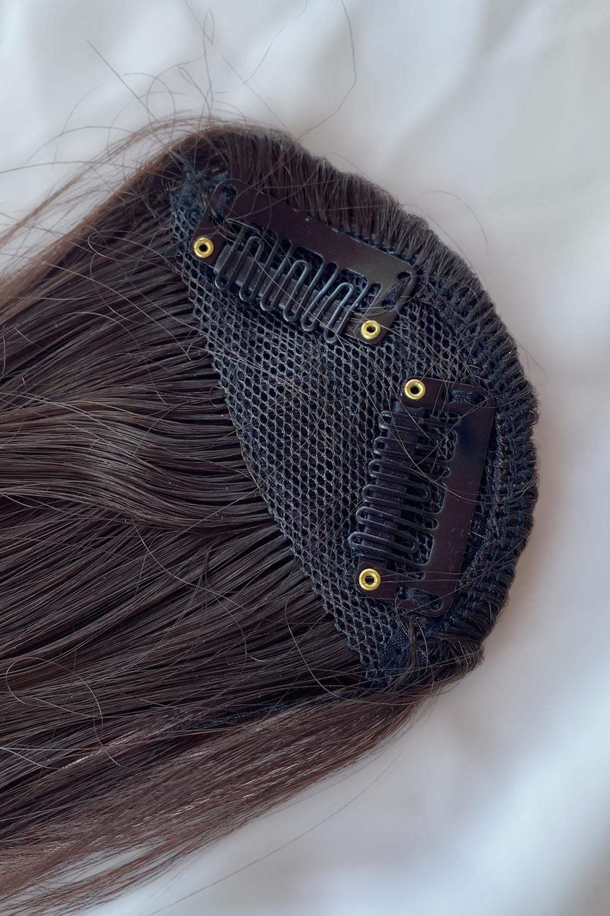 Kahverengi Uzun Kenarlı Seyrek Takma Kahkül