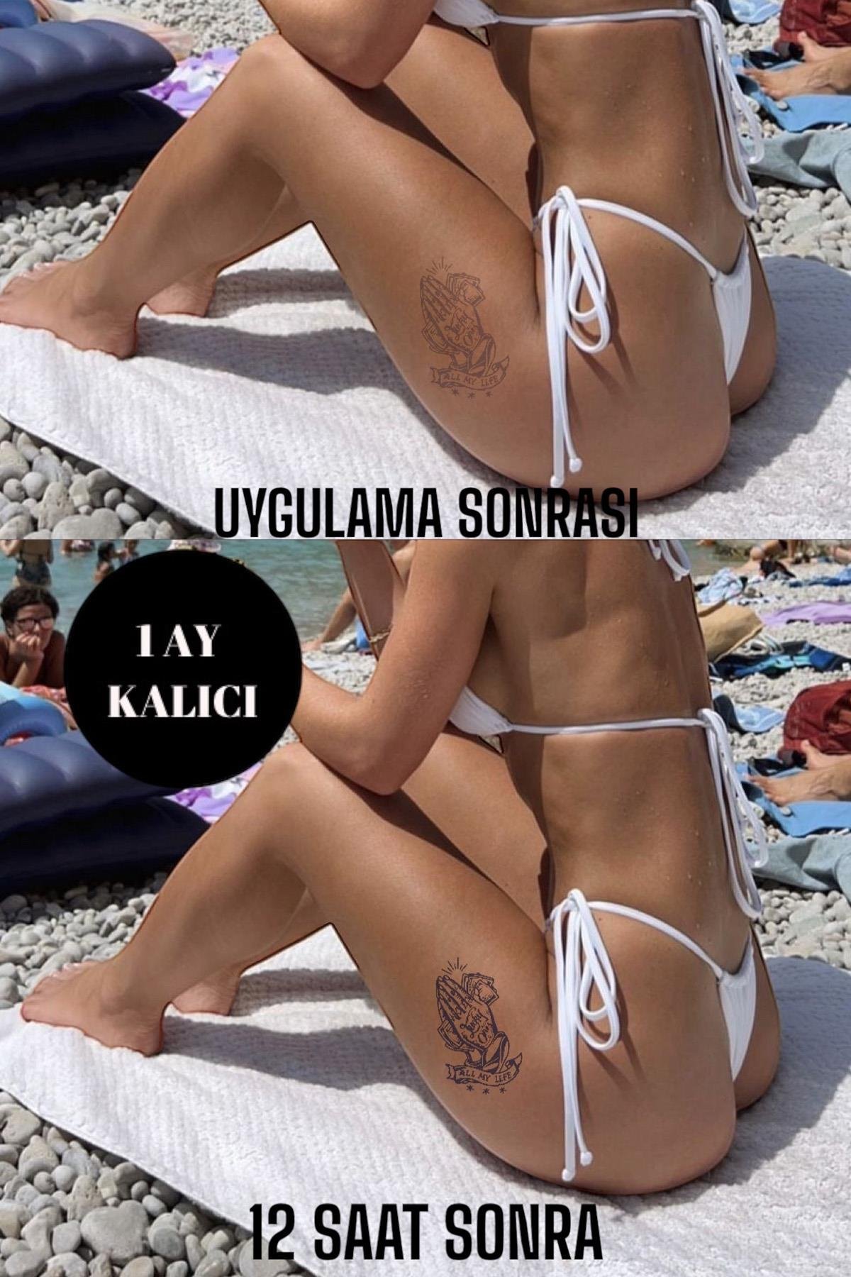 Karışık Figürlü 12 Saat Sonra Kararan Geçici Dövme Tattoo