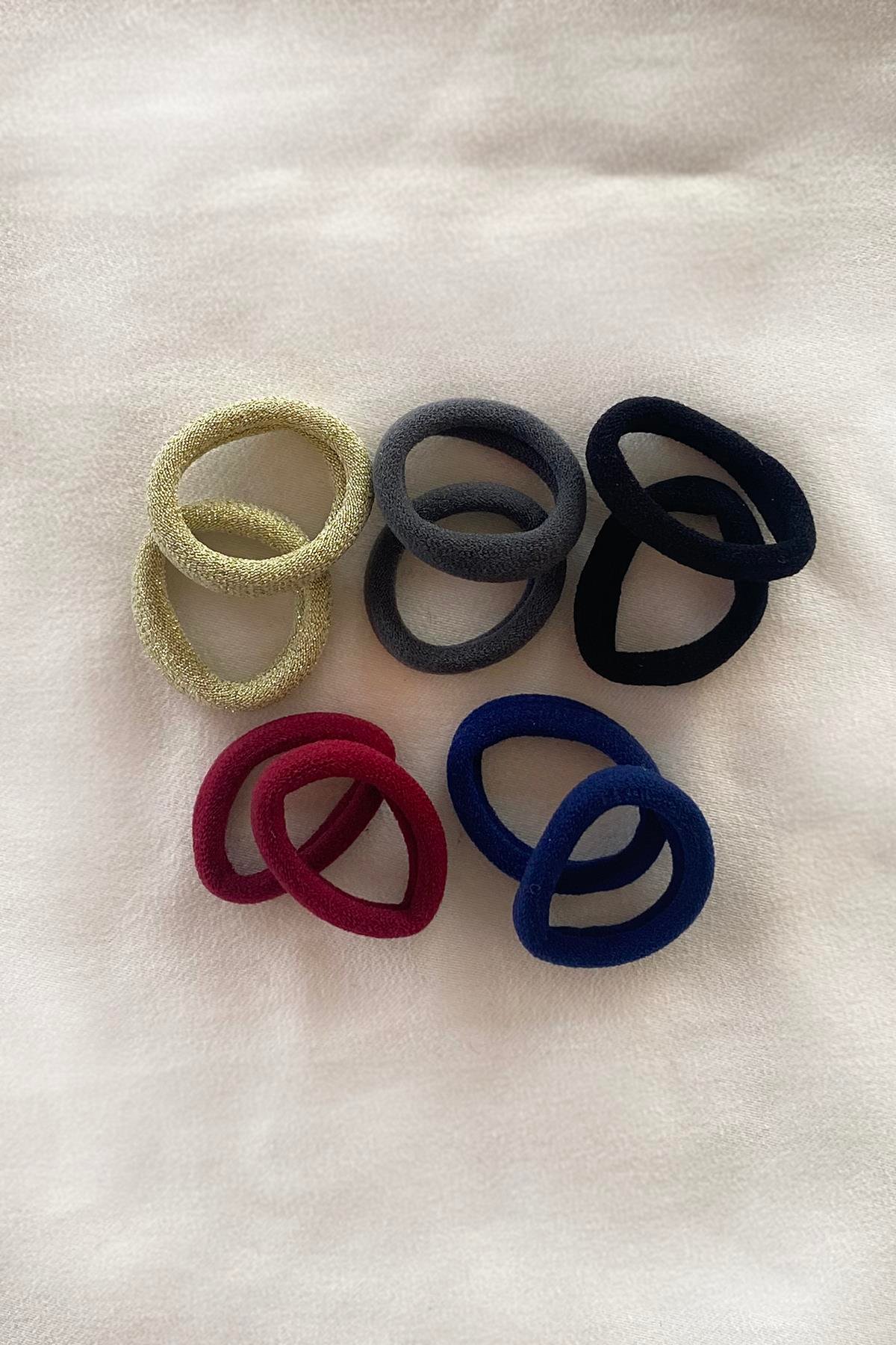 karışık Renk 10'lu Simli Havlu Lastik Toka