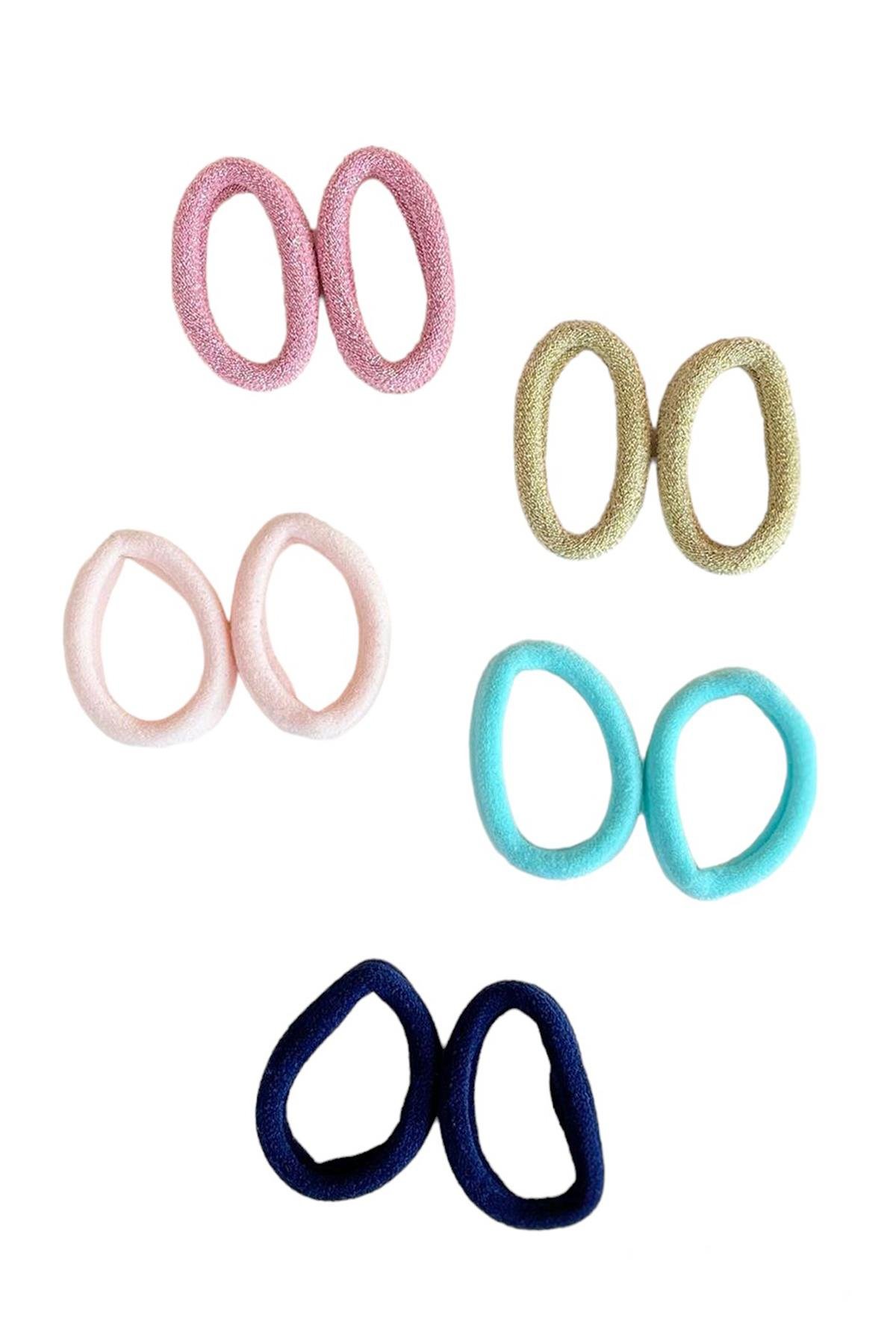 Karışık Renk 10'lu Simli Havlu Lastik Toka