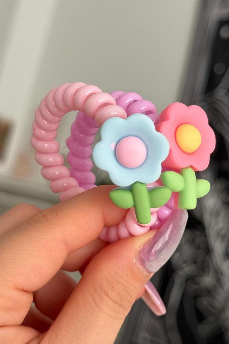 Karışık Renk 2'li Lale Detaylı Helezon Toka 