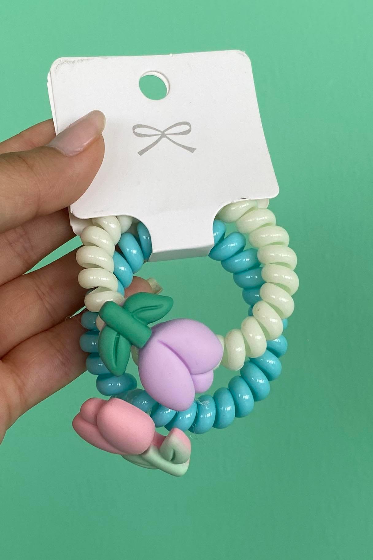 Karışık Renk 2'li Lale Detaylı Helezon Toka 