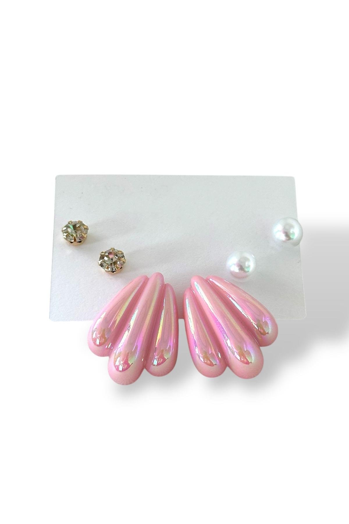 Karışık Renk 3'lü Küpe Set
