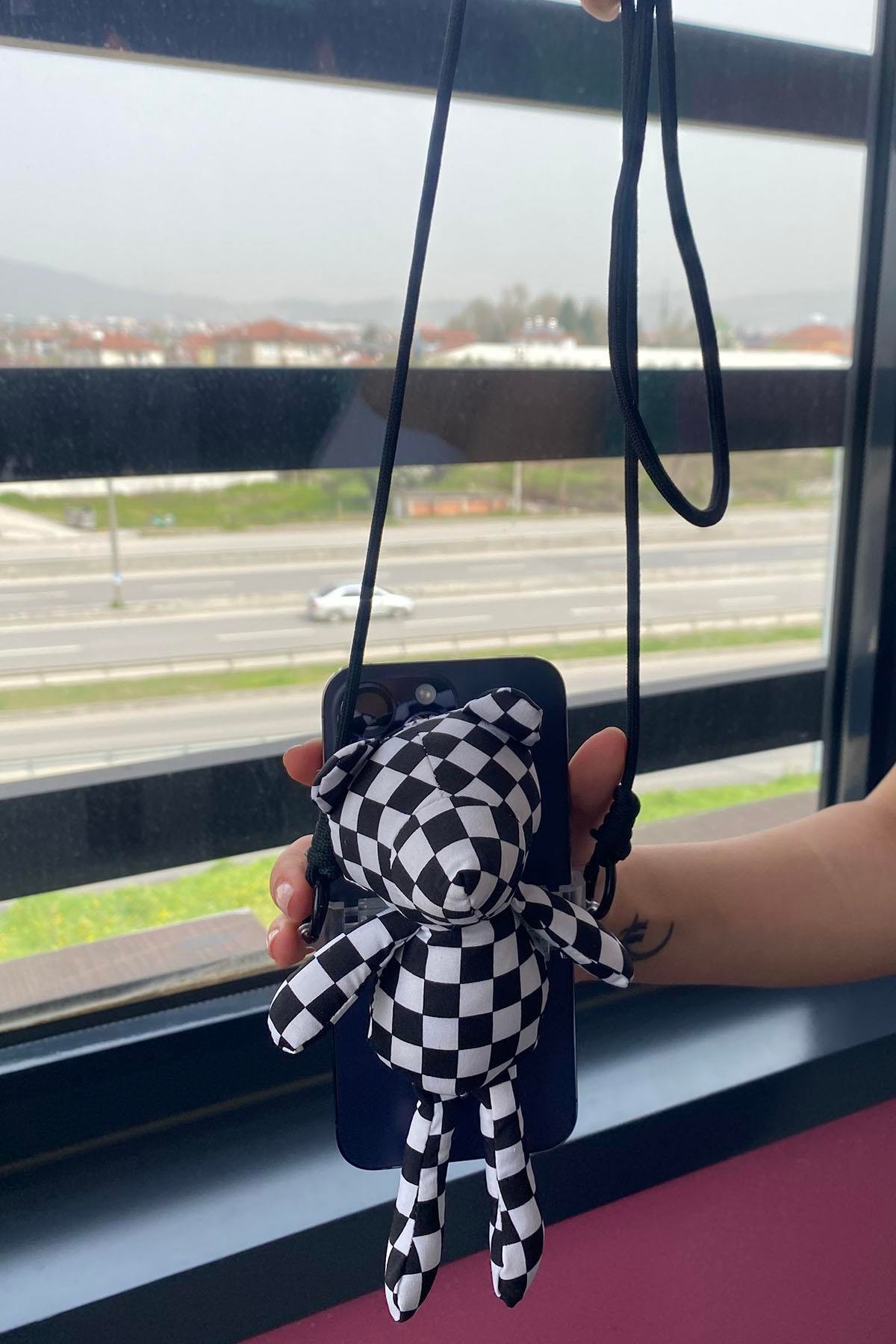 Karışık Renk Ayıcık Figürlü İpli Telefon Aksesuarı