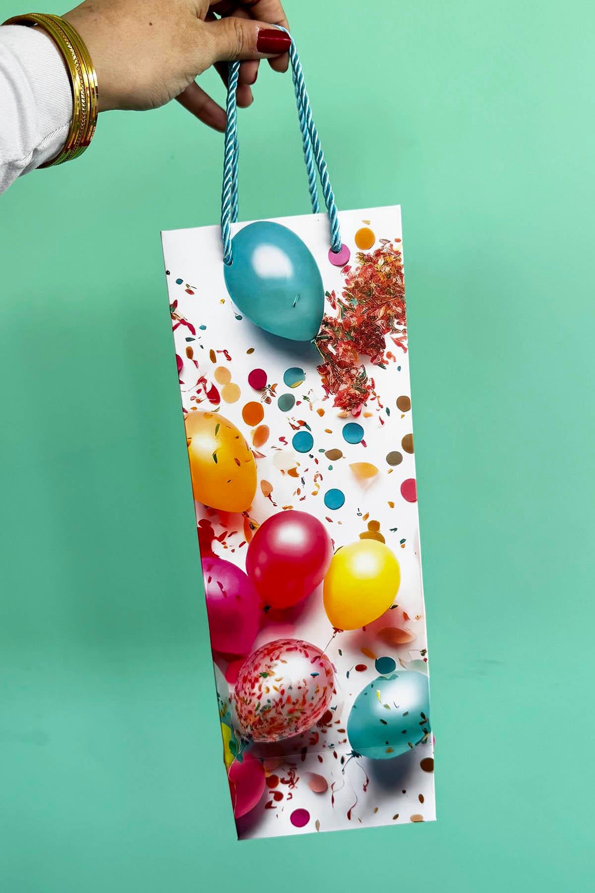 Karışık Renk Balon Figürlü Karton Çanta