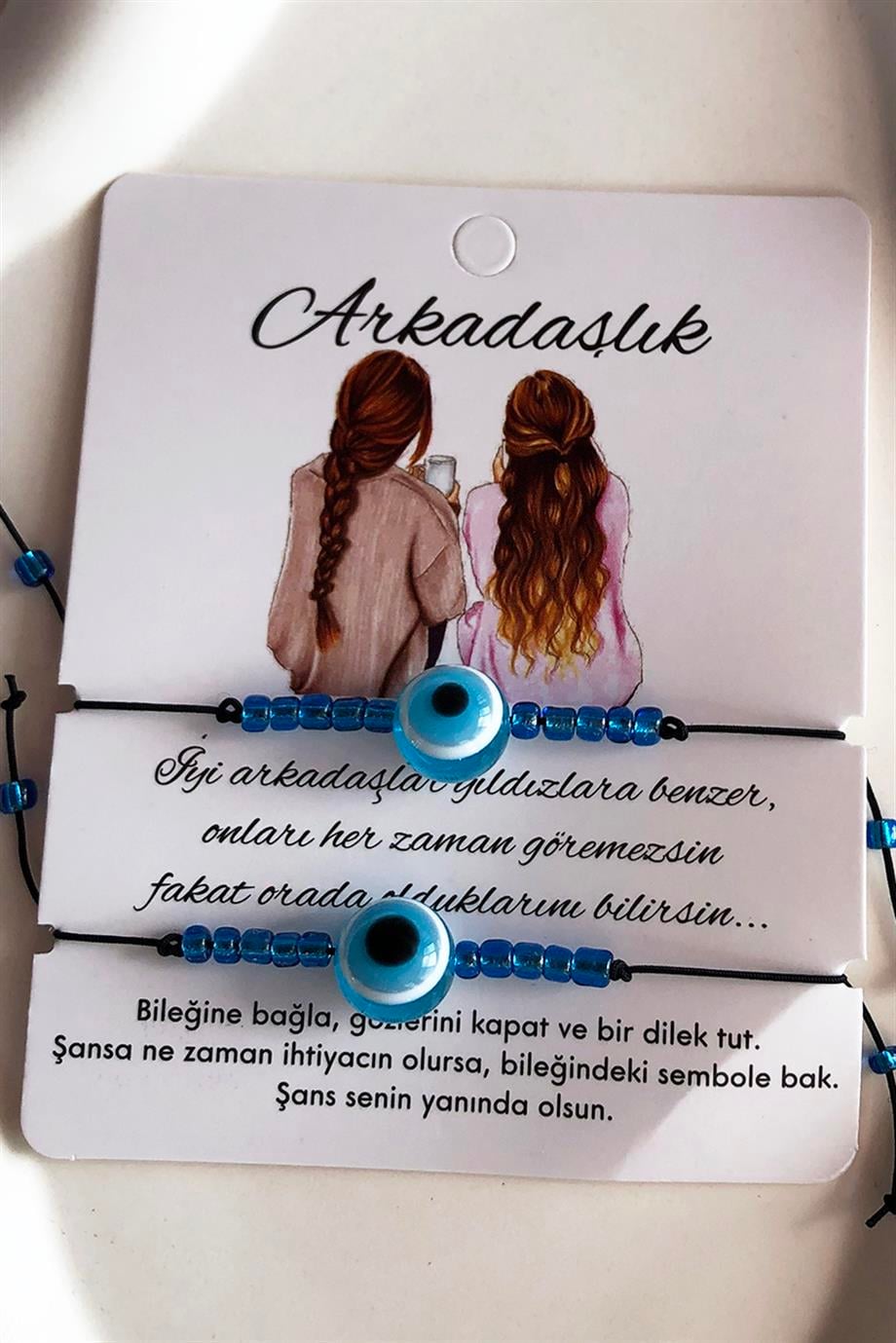 Karışık Renk Boncuk Detaylı Arkadaşlık Bilekliği (Çift)