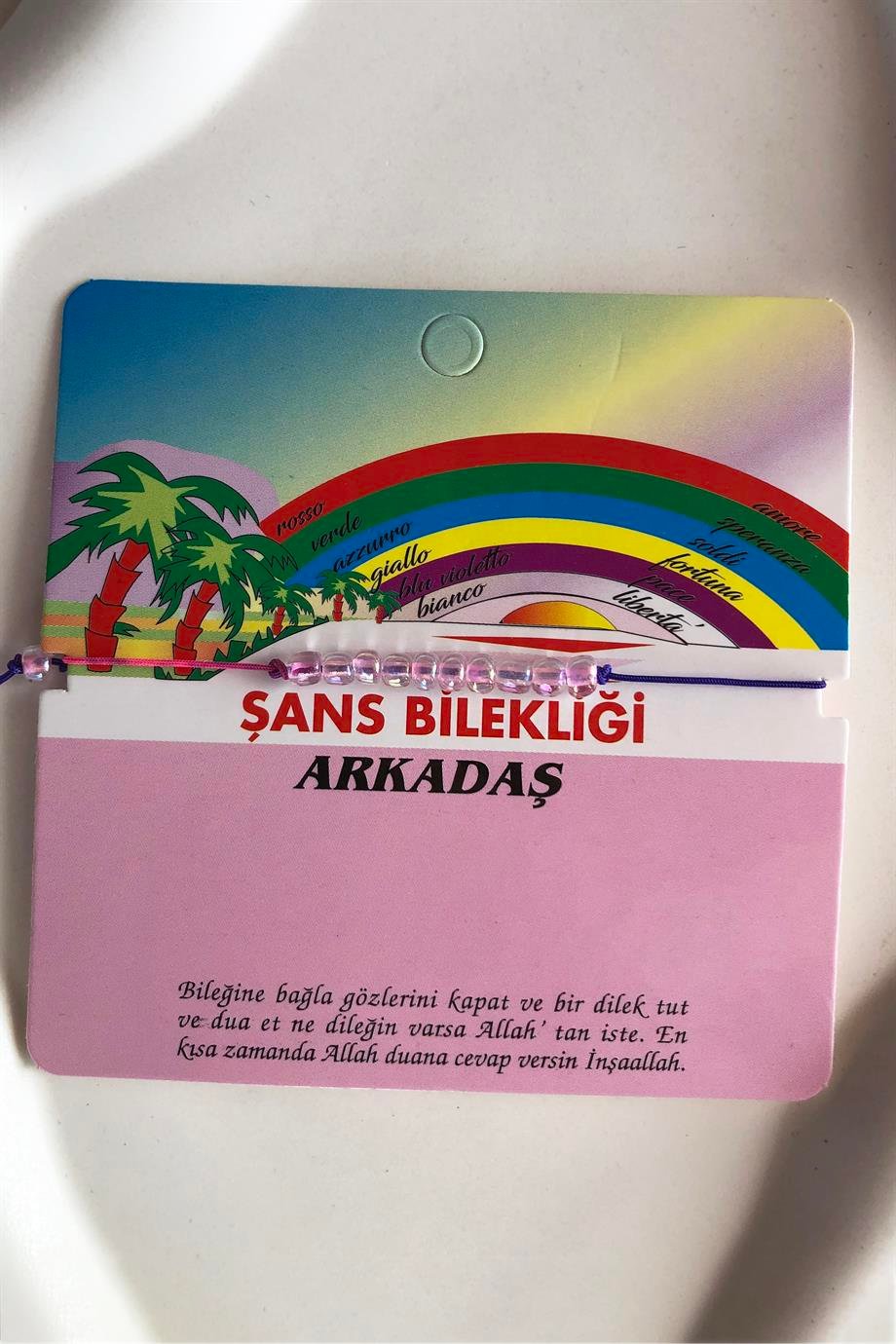 Karışık Renk Boncuk Detaylı Şans Bilekliği