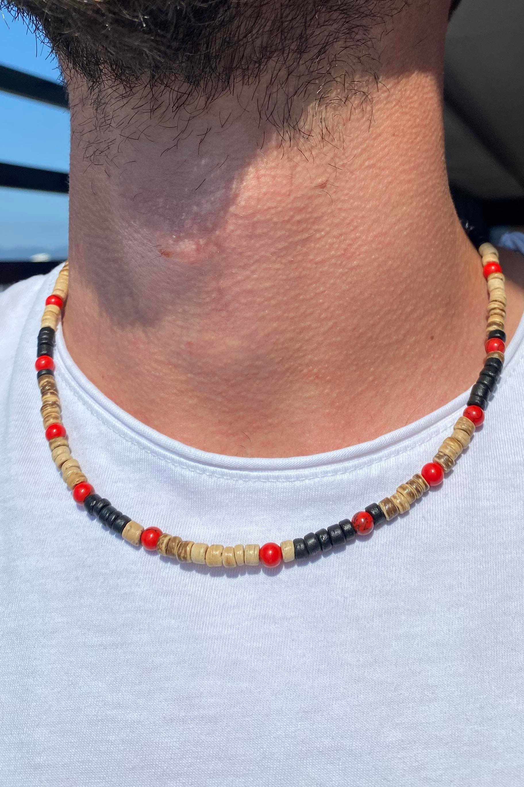 Karışık Renk Boncuk Figürlü Erkek Kolye