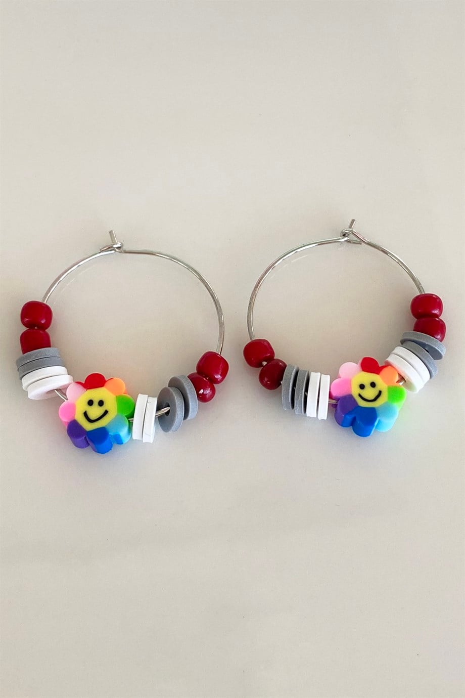 Karışık Renk Fimo Halka Küpe (Çift)