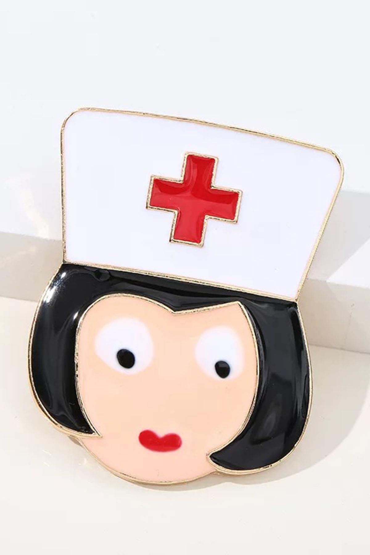 Karışık Renk Hemşire Figürlü Broş