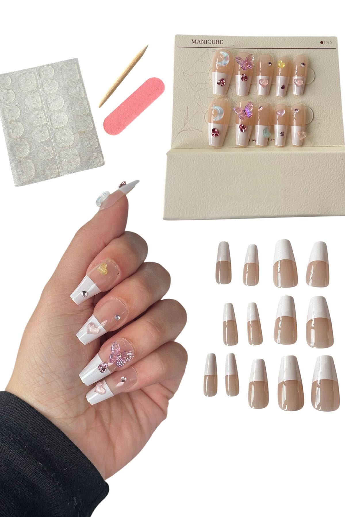 Karışık Renk Karışık Figürlü Takma Tırnak Set (Yapıştırıcılı)