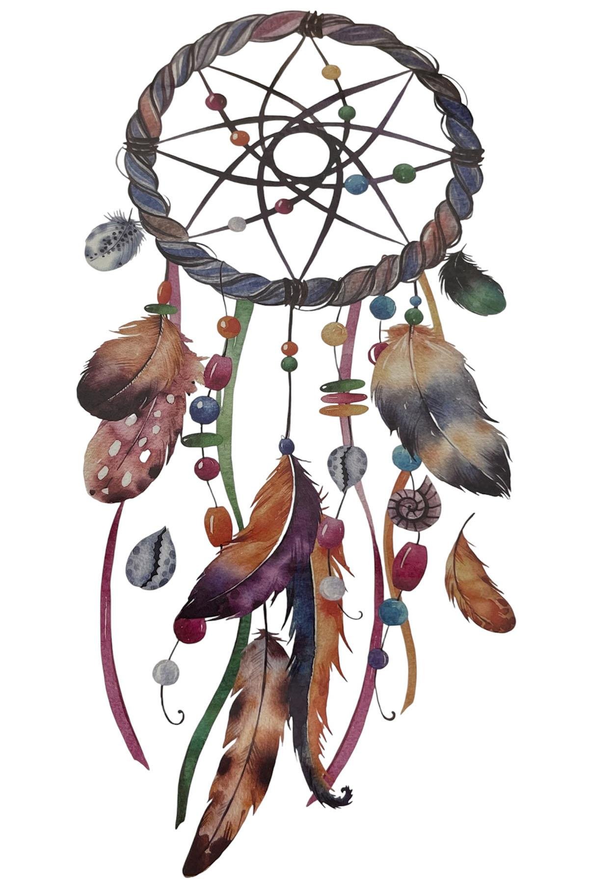 Karışık Renk Rüya Kapanı Figürlü Dövme Tattoo