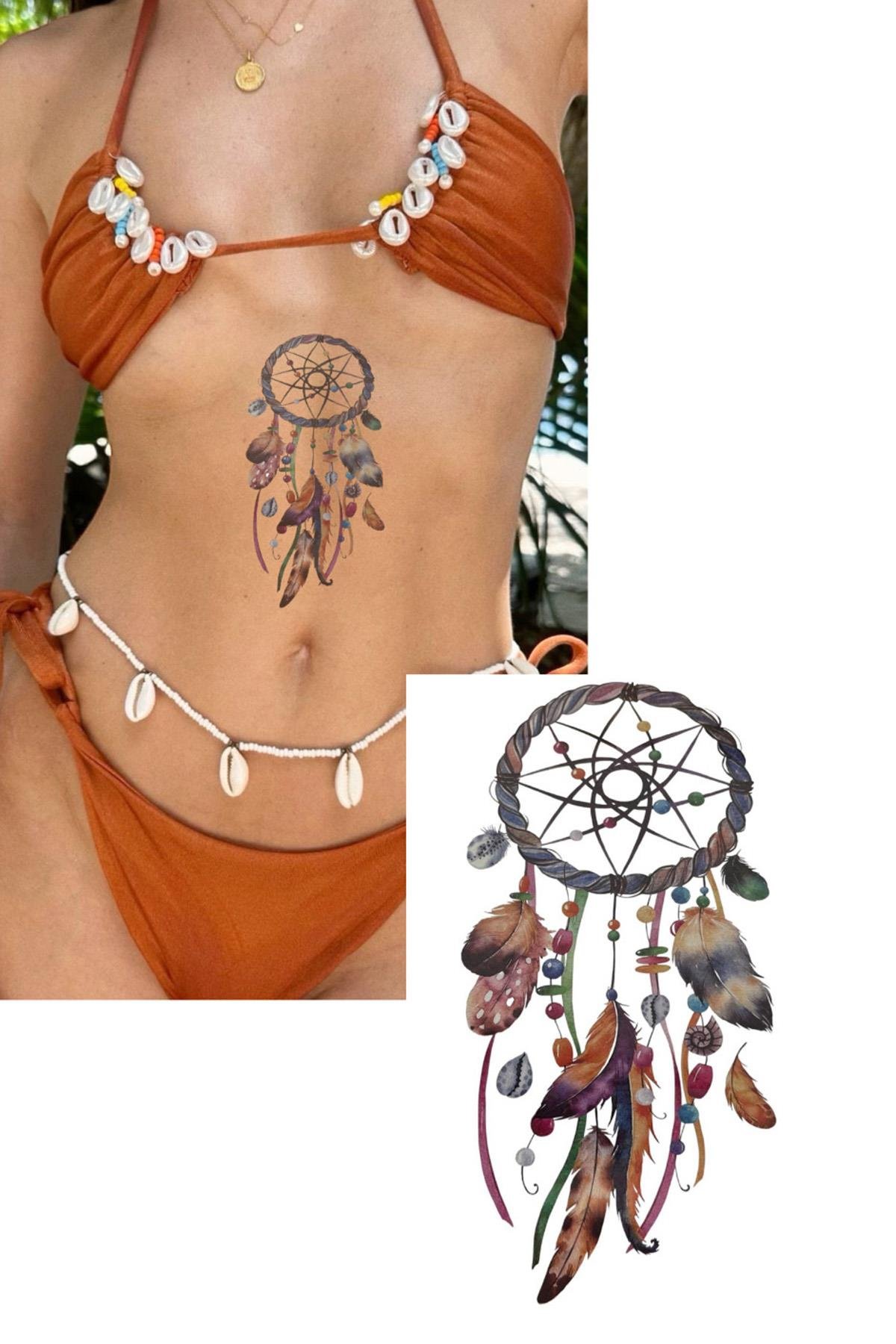 Karışık Renk Rüya Kapanı Figürlü Dövme Tattoo