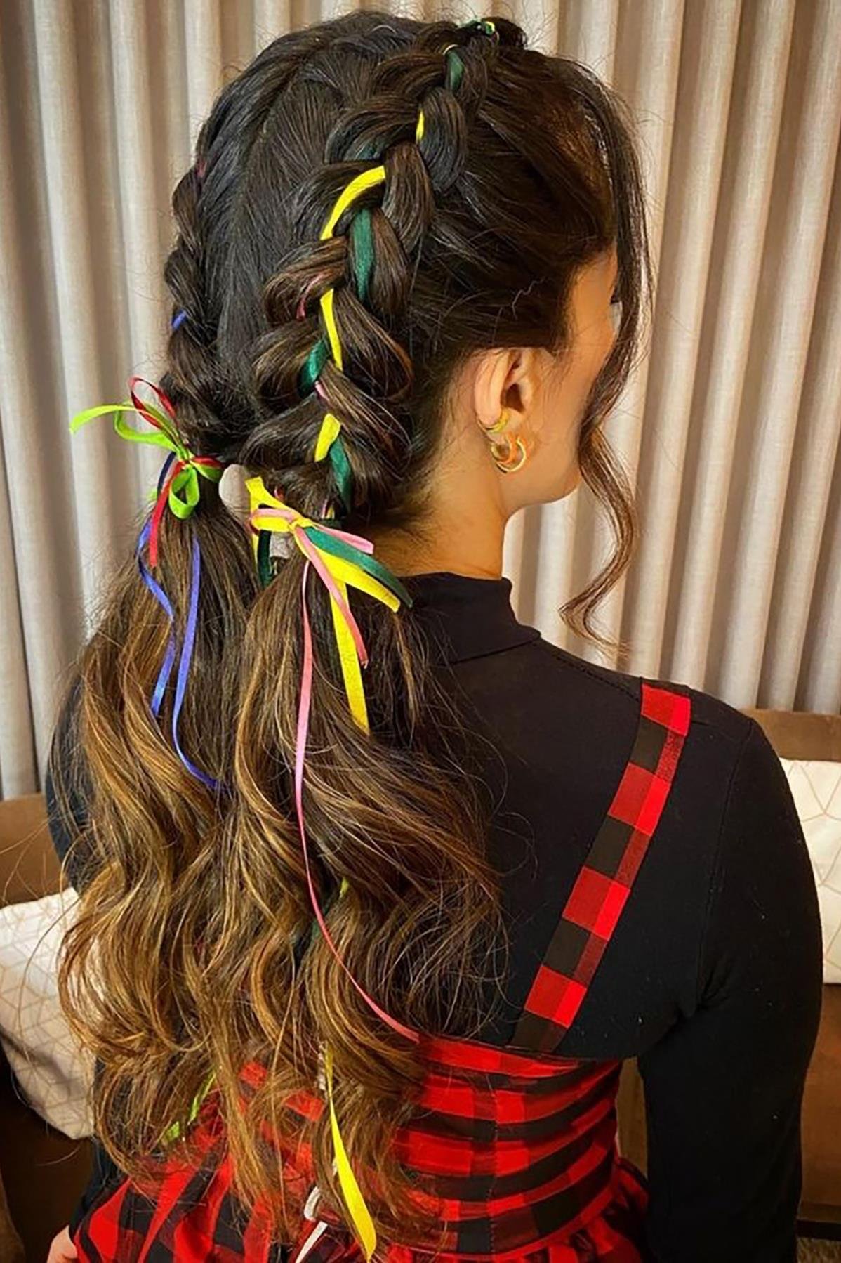 Karışık Renk Saç Örgü Kurdelesi
