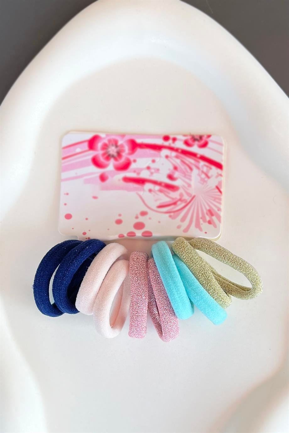 karışık Renk Simli Havlu Lastik Toka