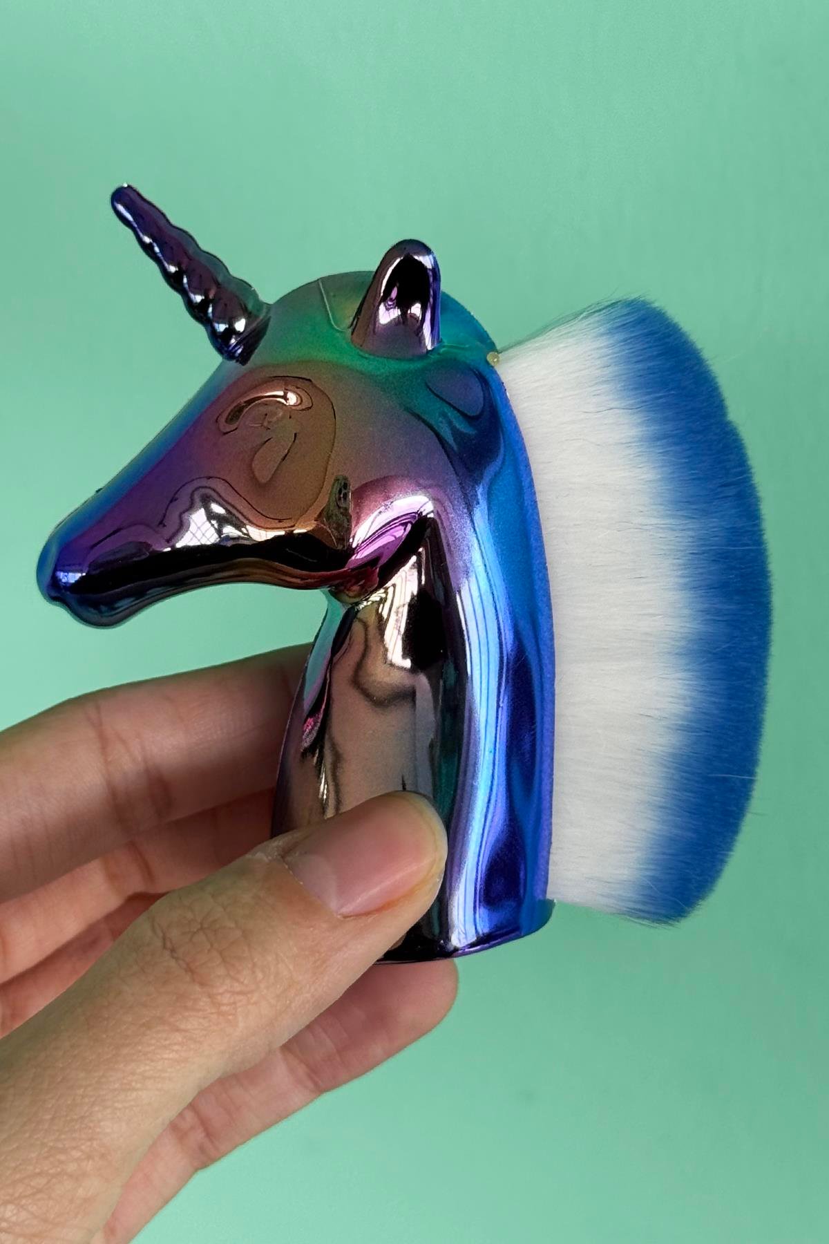 Karışık Renk Unicorn Figürlü Allık/Makyaj Fırçası