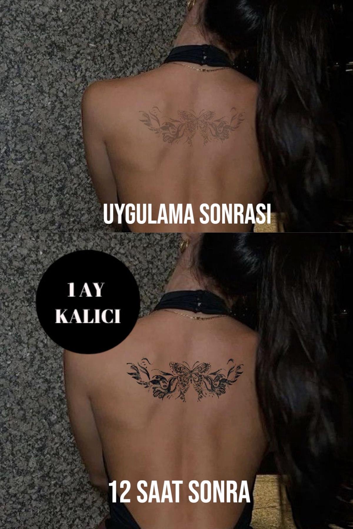 Kelebek Figürlü 12 Saat Sonra Kararan Geçici Dövme Tattoo