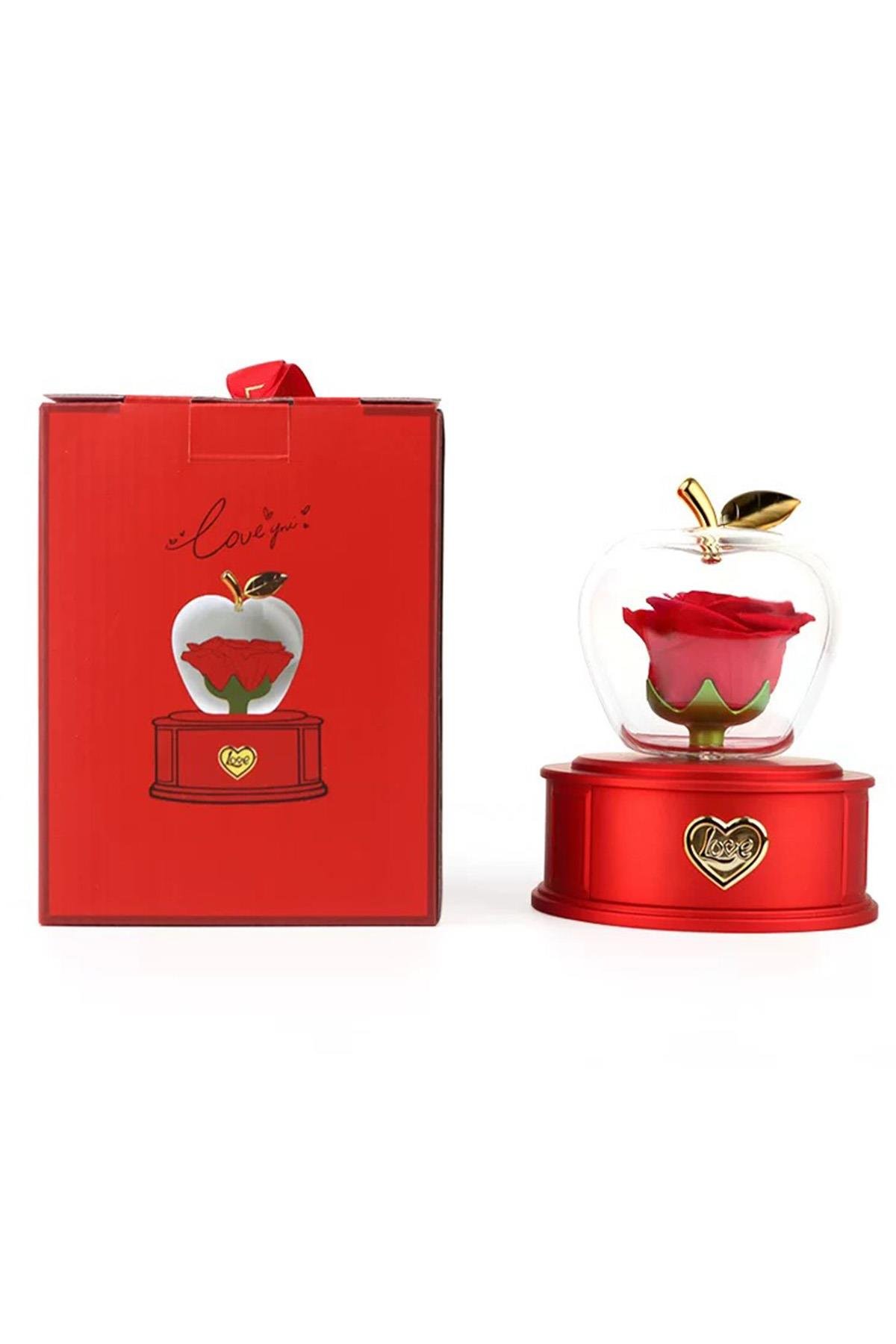 Kırmızı Renk Gül Detaylı Yüzük Kutusu