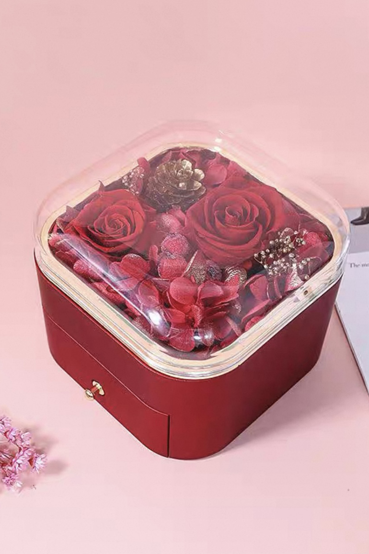 Kırmızı Renk Gül Figürlü Takı Organizeri