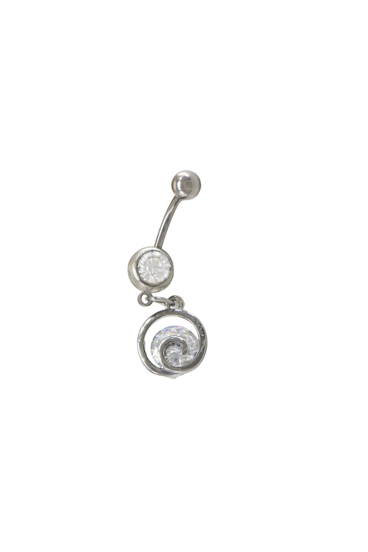 Kıvrımlı Taşlı Göbek Piercingi