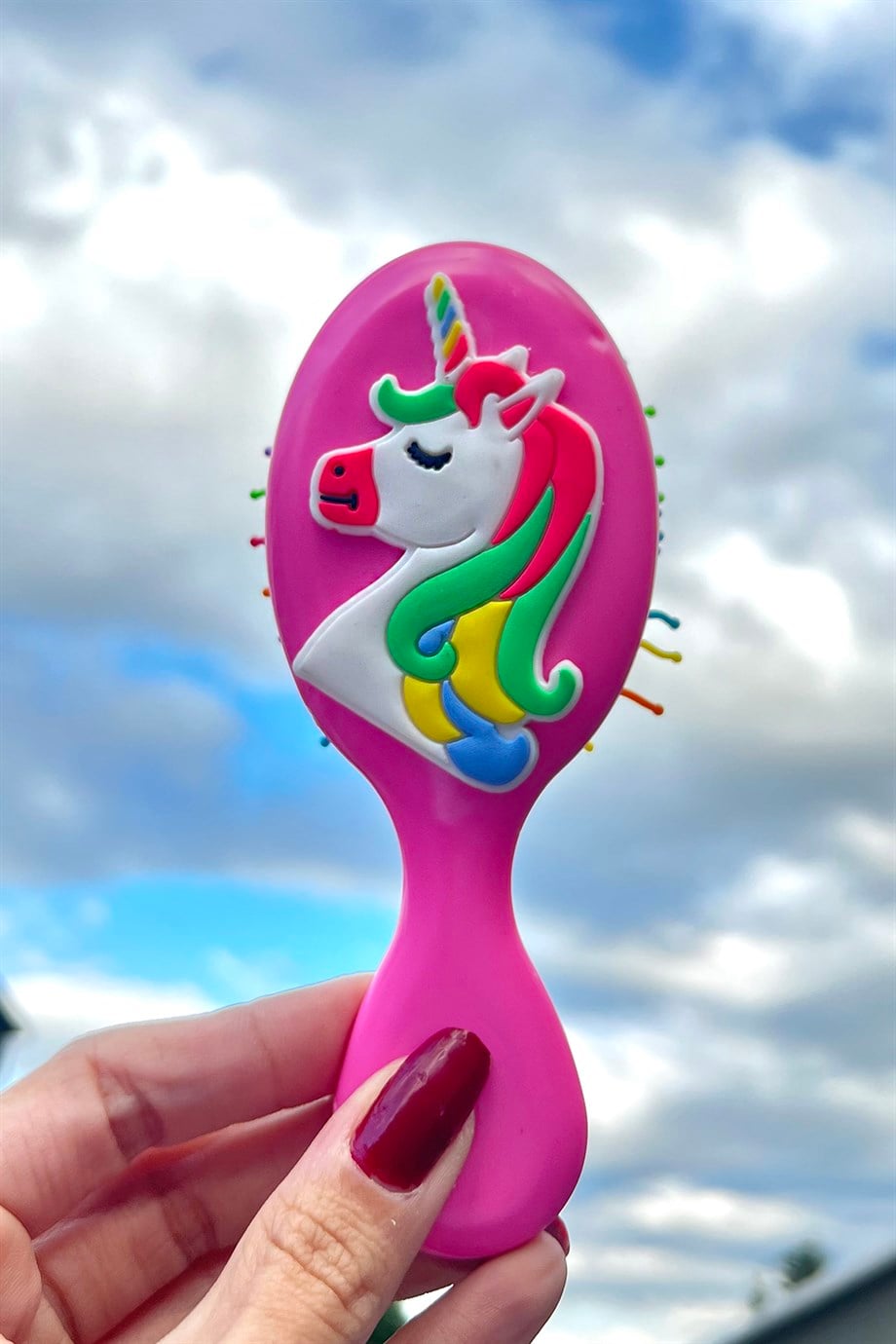 Koyu Pembe Renk Unicorn Figürlü Tarak