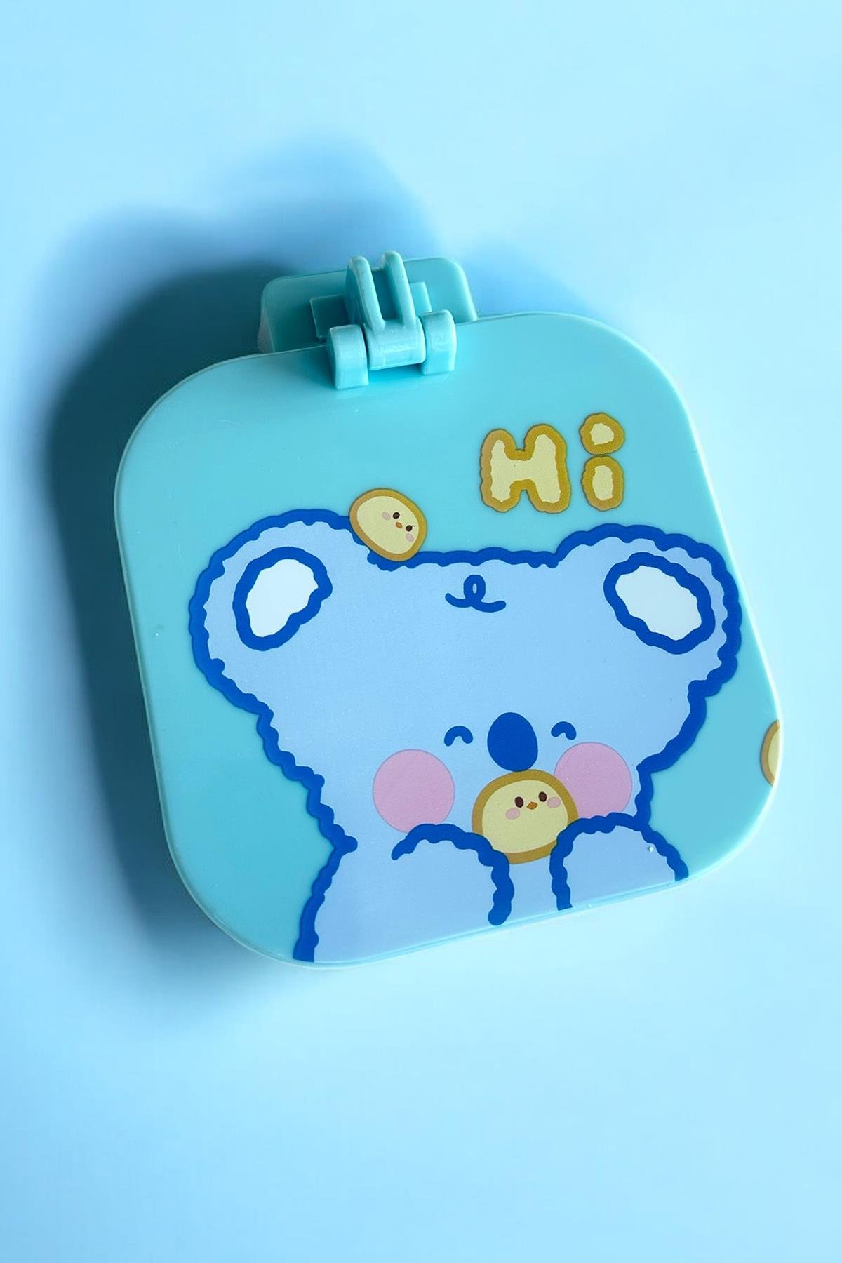 Mavi Renk Karışık Figürlü Tarak / Masa Aynası Set