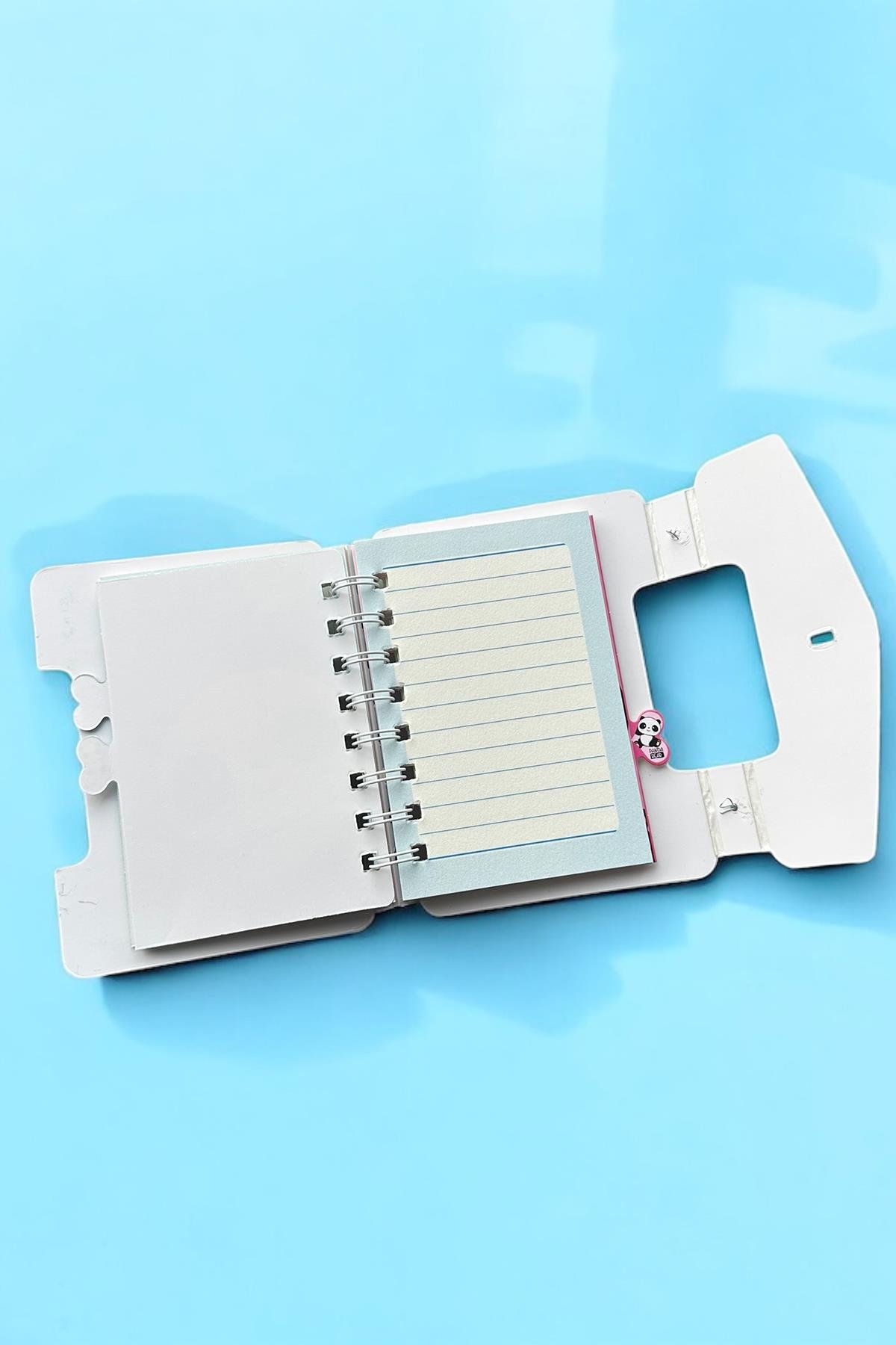 Mavi Renk Panda Figürlü Kilit Detaylı Not Defteri