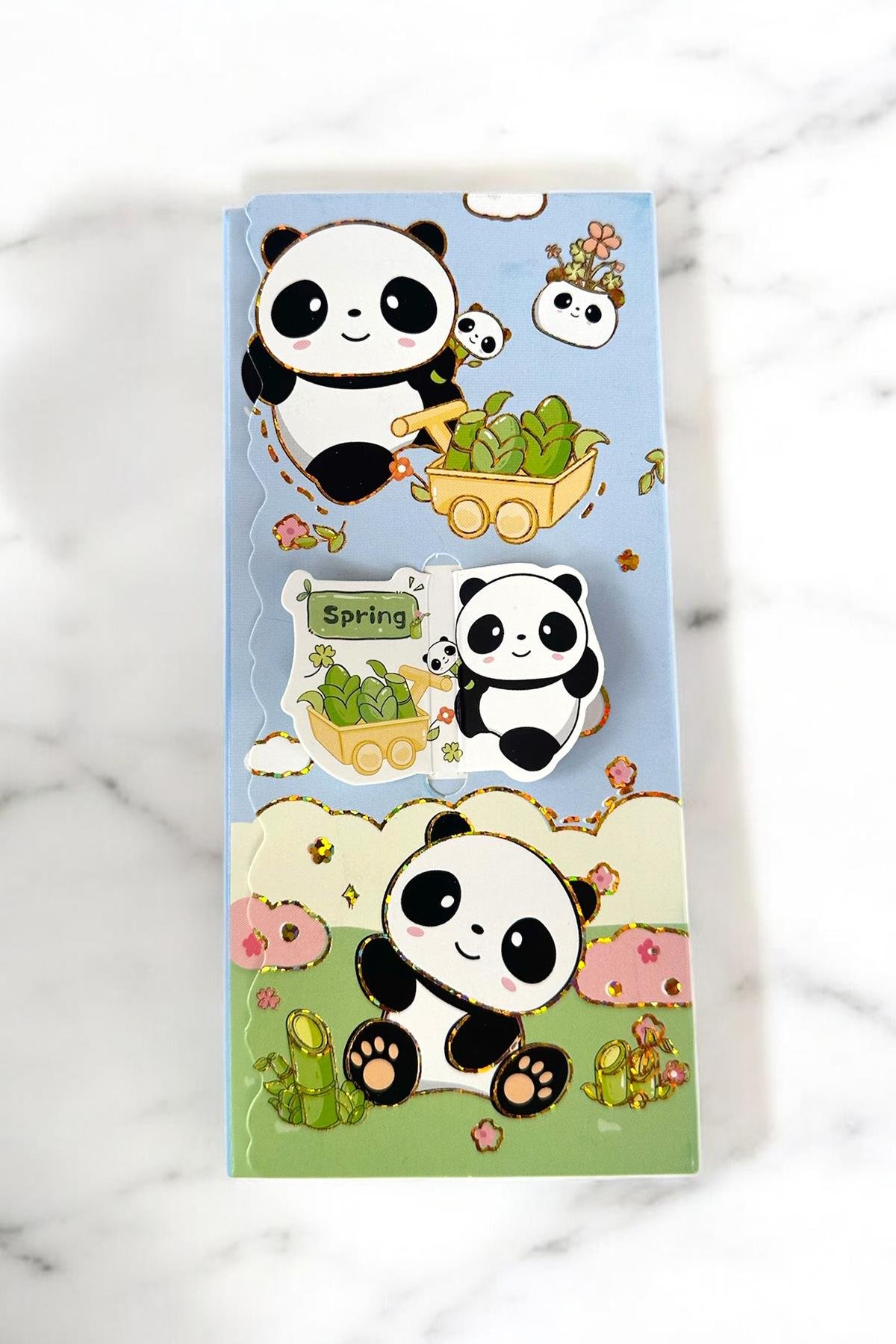 Mavi Renk Panda Figürlü Yapışkanlı Not Kağıdı