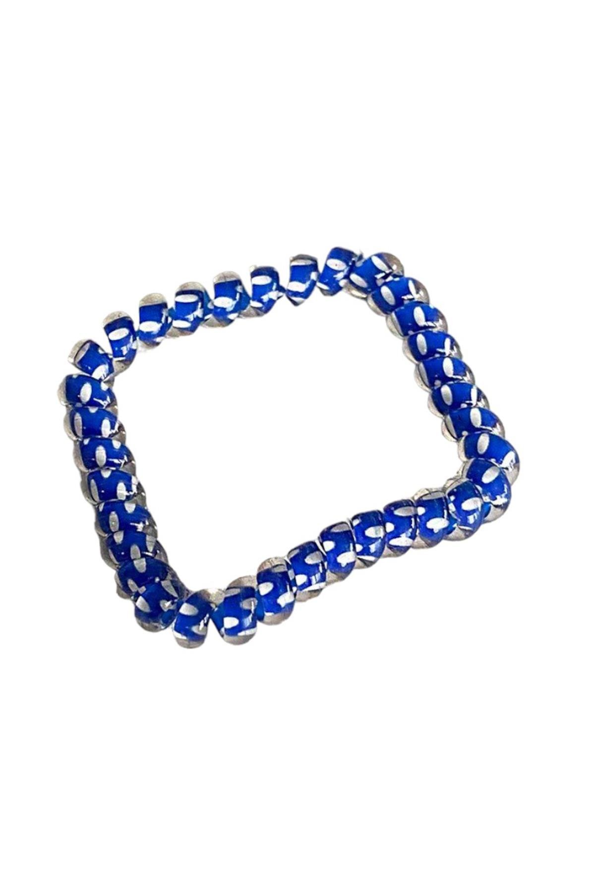 Mavi Renk Puantiyeli Helezon Lastik Toka