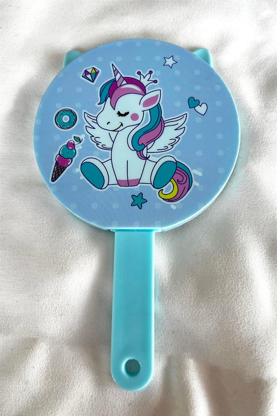 Mavi Renk Unicorn Figürlü Tarak Detaylı Ayna