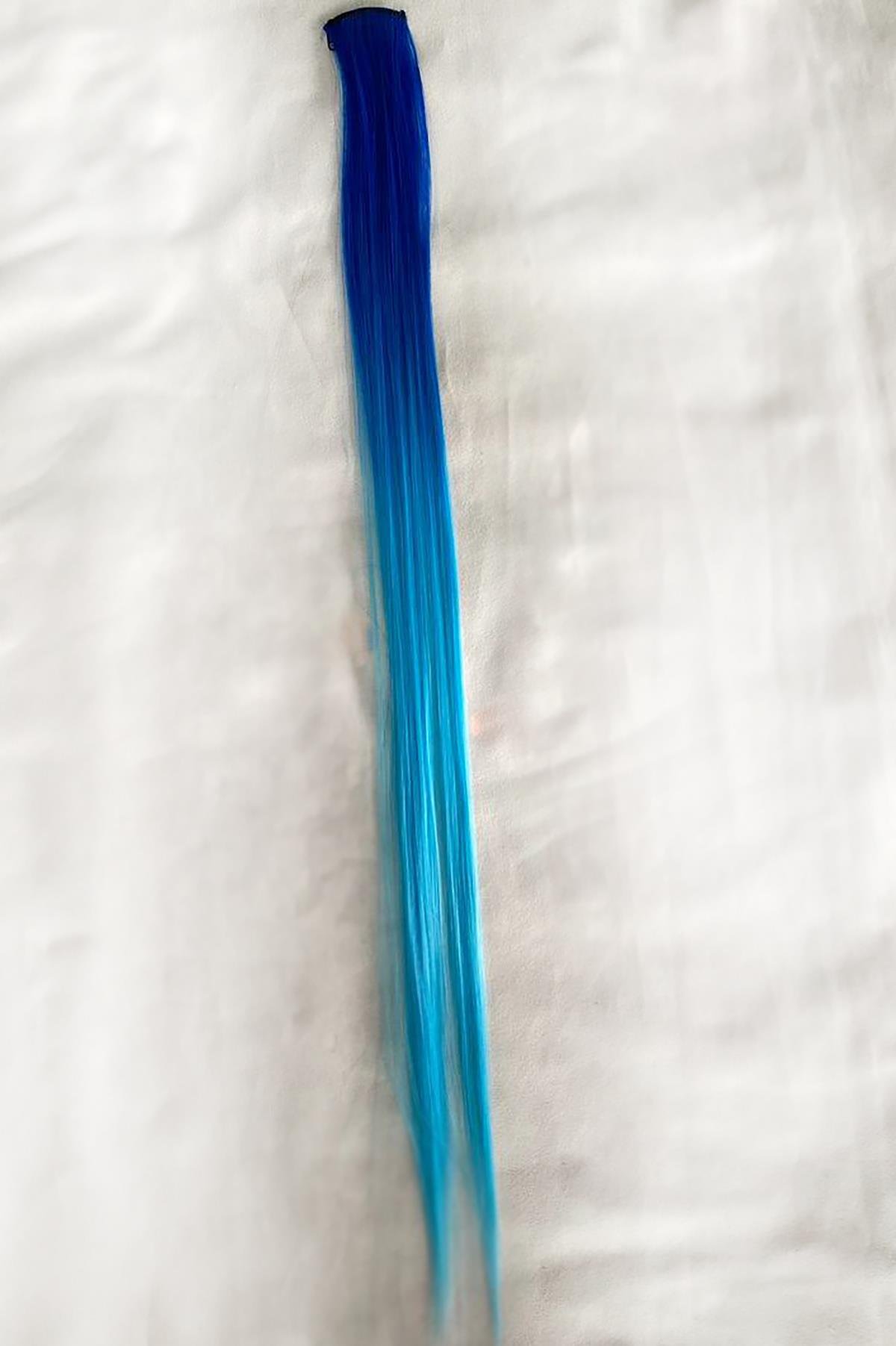 Mavi Renk Yan Çıt Çıt Postiş 50 Cm