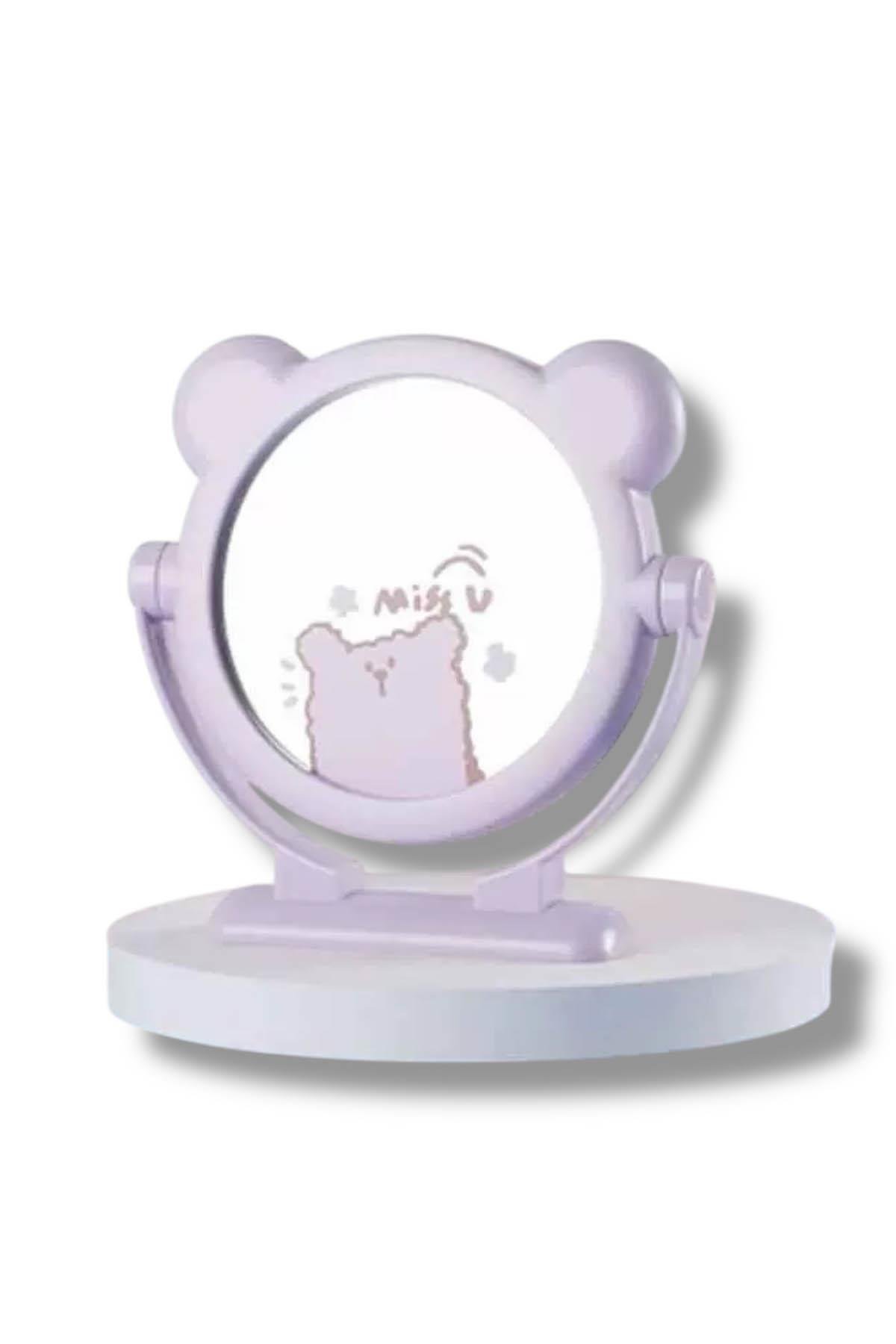 Mor Renk Ayıcık Figürlü Masa Aynası