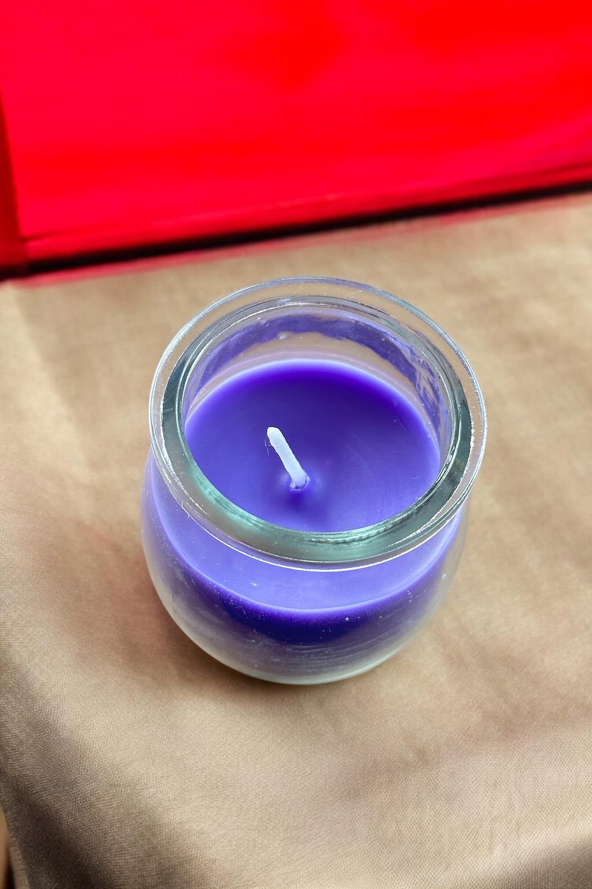 Mor Renk Bardakta Kokulu Dekoratif Mum