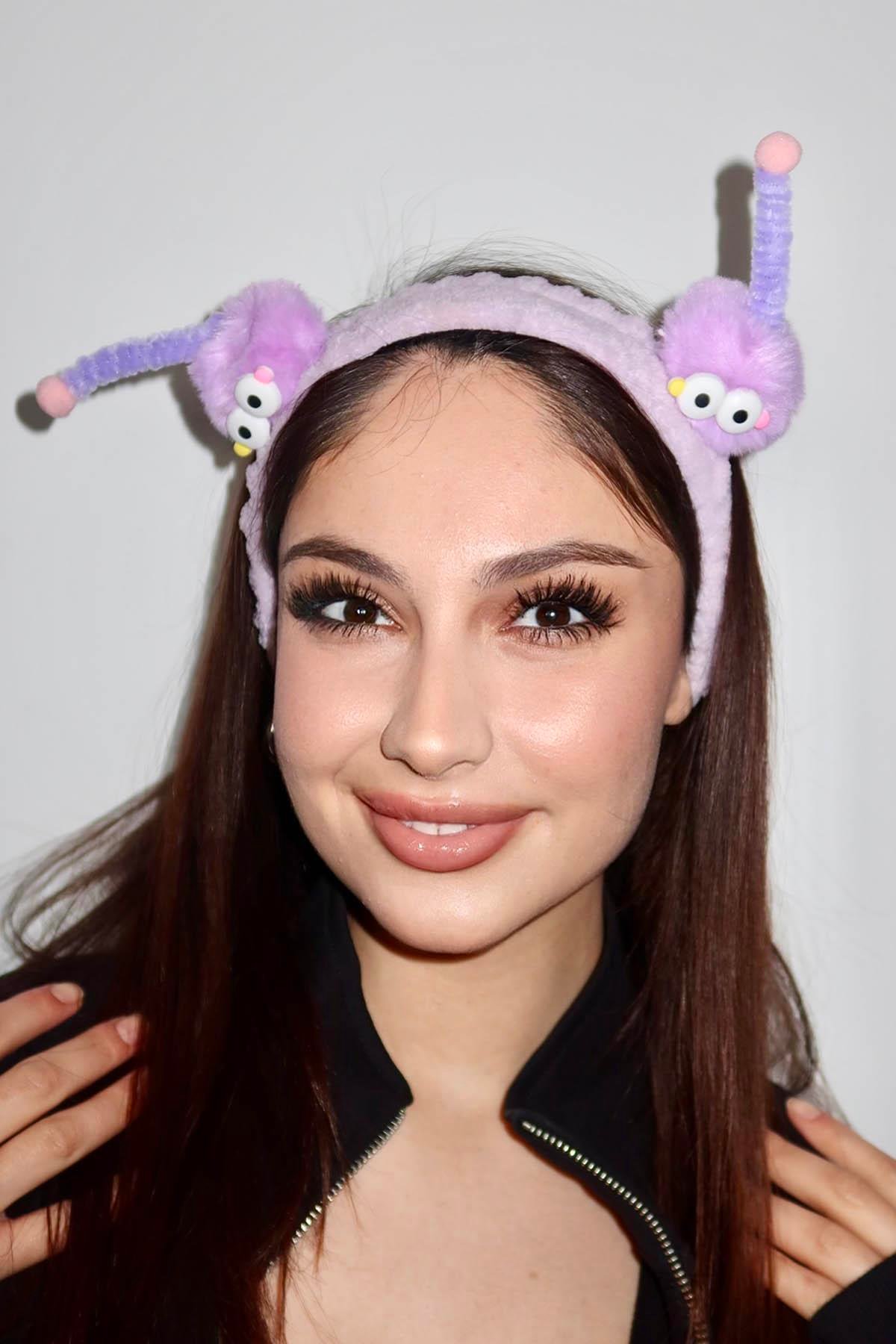 Mor Renk Canavar Figürlü Peluş Saç Bandı