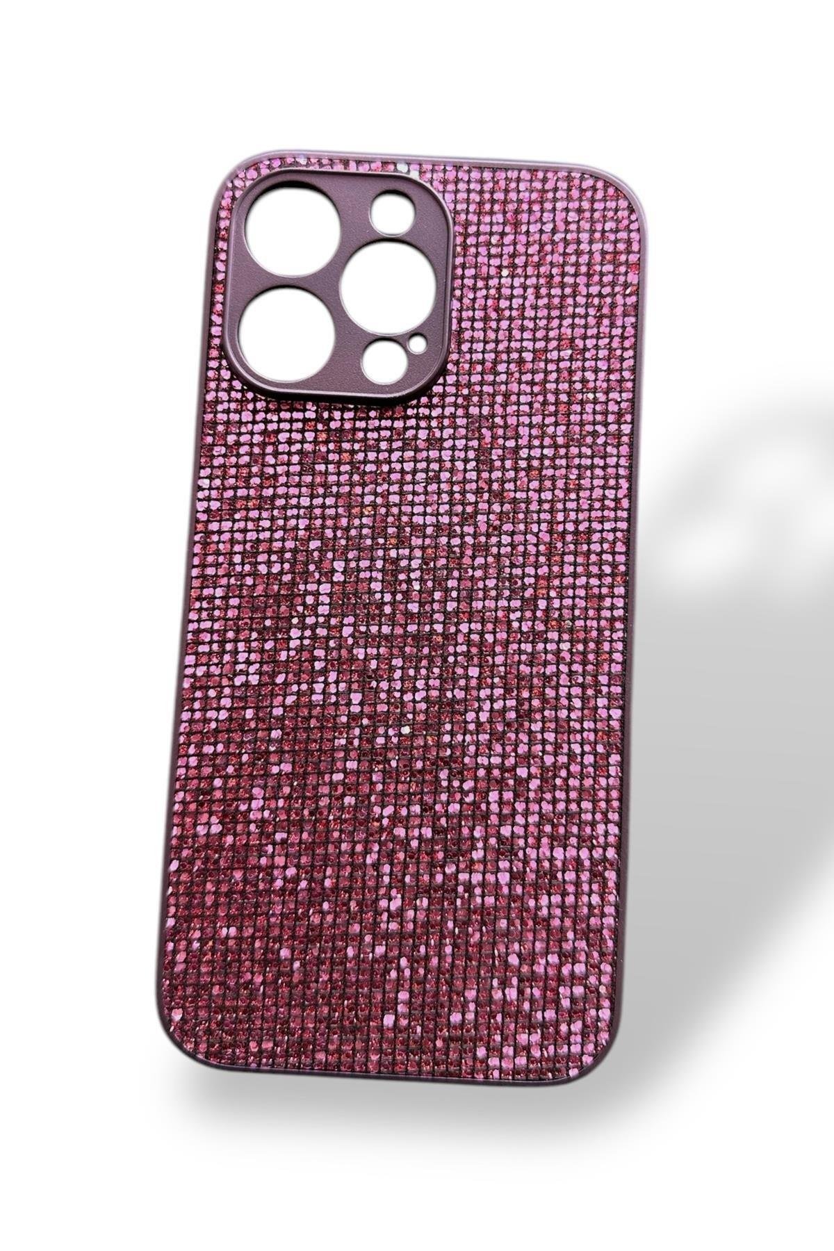 Mor Renk Taş Detaylı 15 Pro Max Telefon Kılıfı