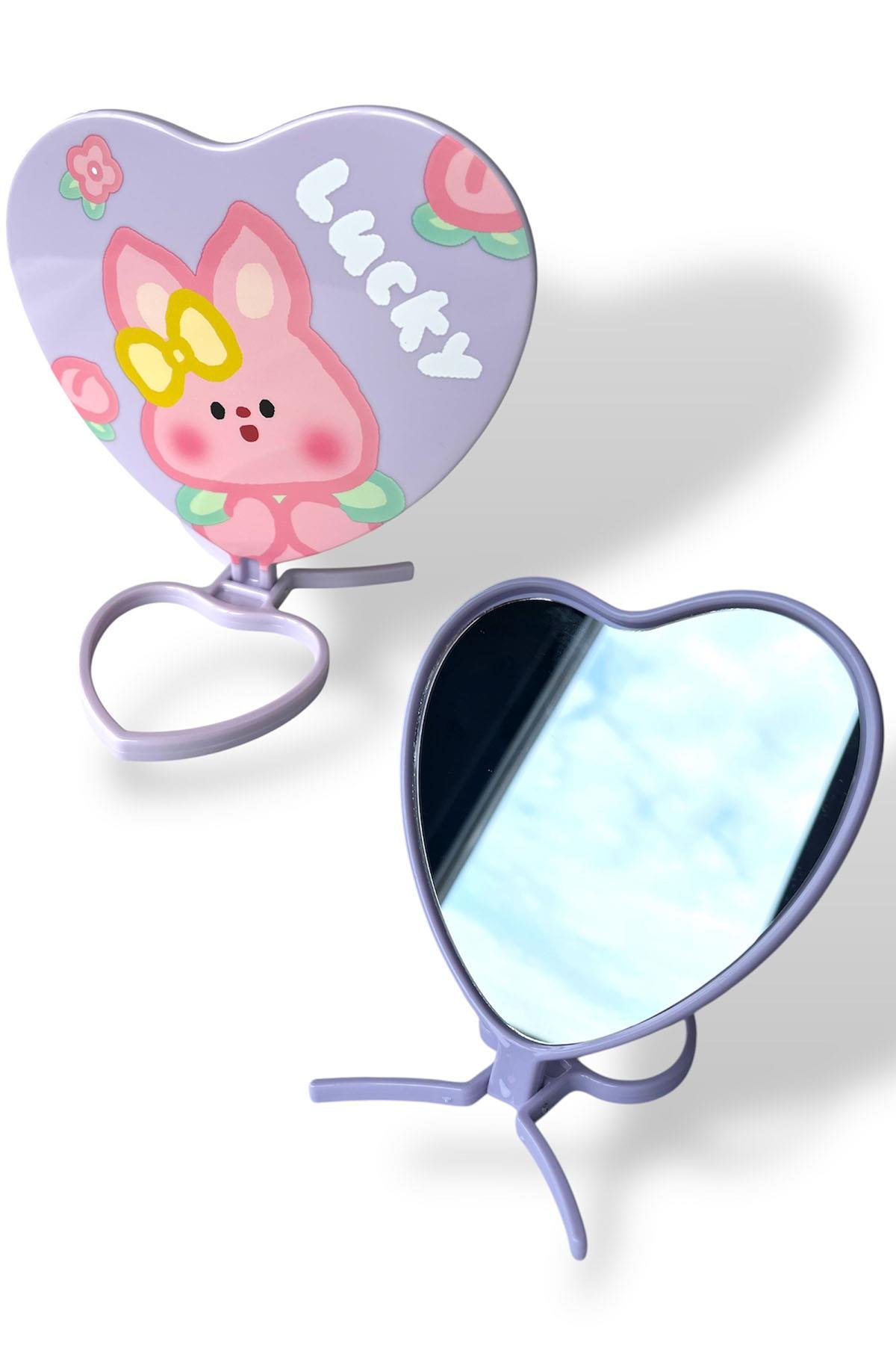 Mor Renk Tavşan Figürlü Masa Aynası