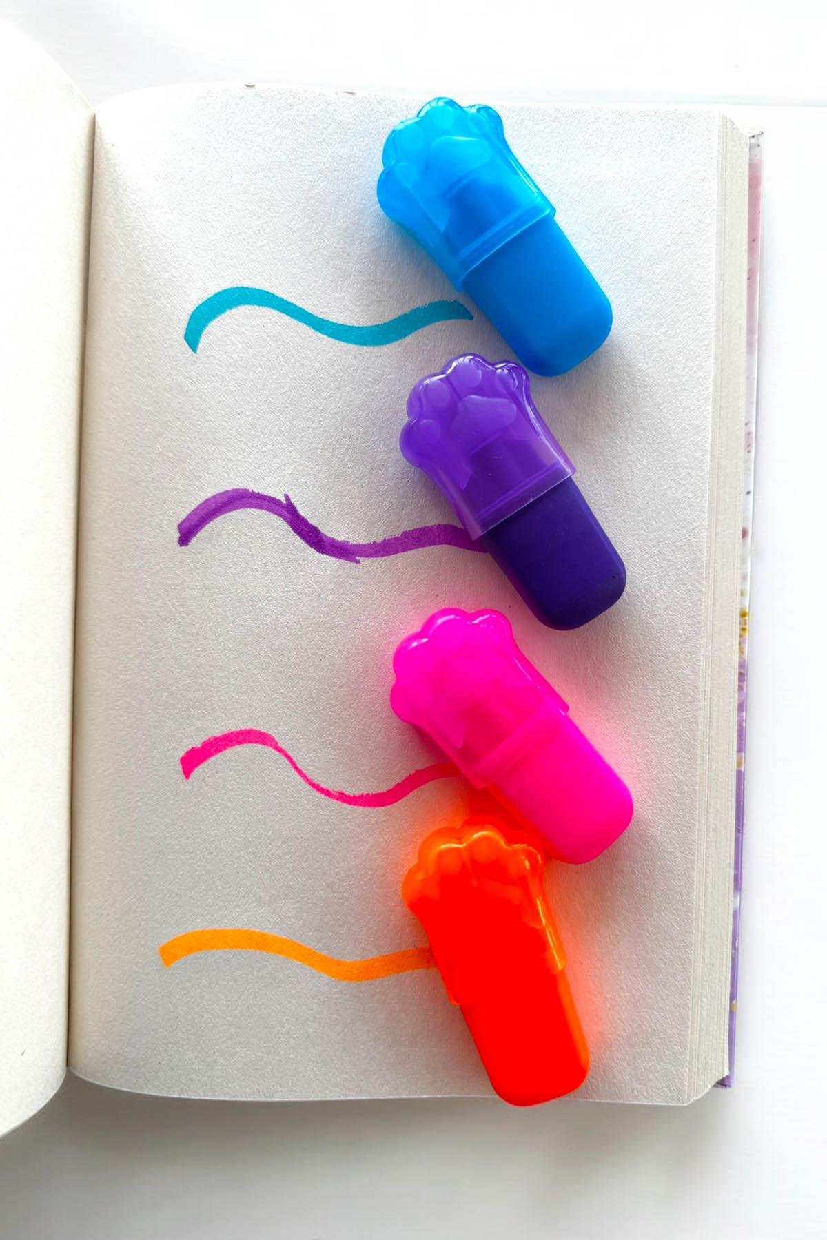 Pati Figürlü 4'lü Fosforlu Kalem Set