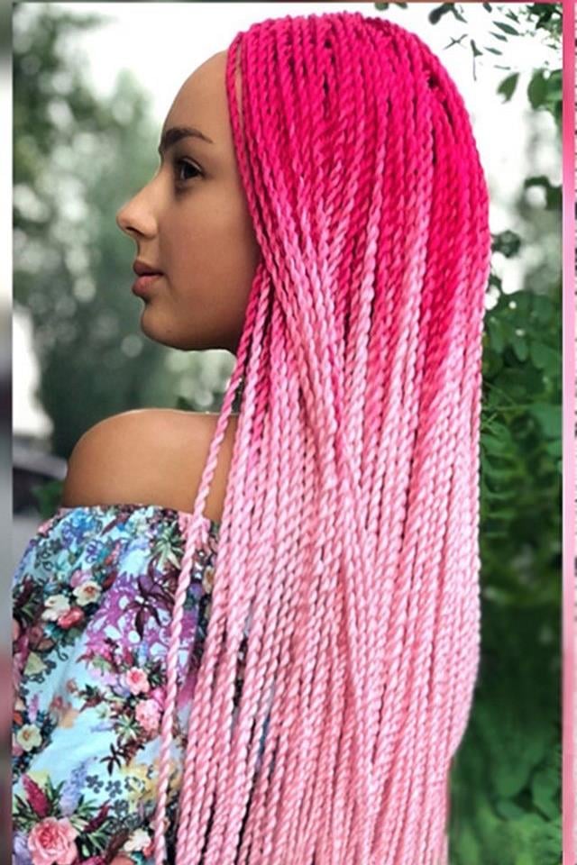 Pembe Renk Afrika Zenci Örgüsü Box Braid Sentetik Saç 60cm 100gr
