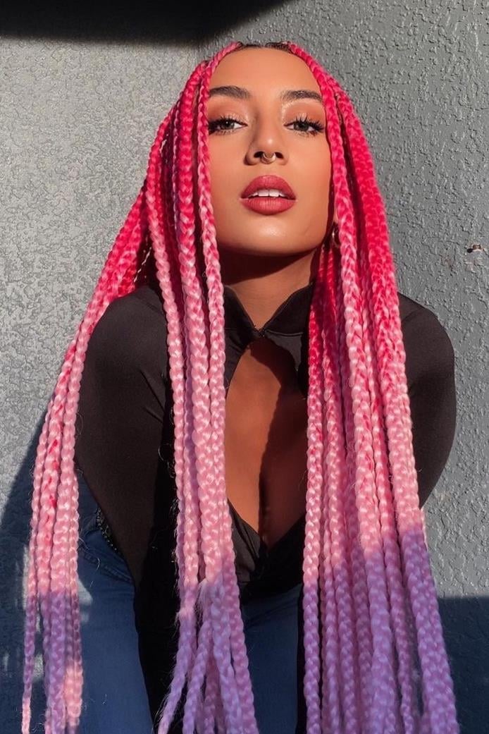 Pembe Renk Afrika Zenci Örgüsü Box Braid Sentetik Saç 60cm 100gr