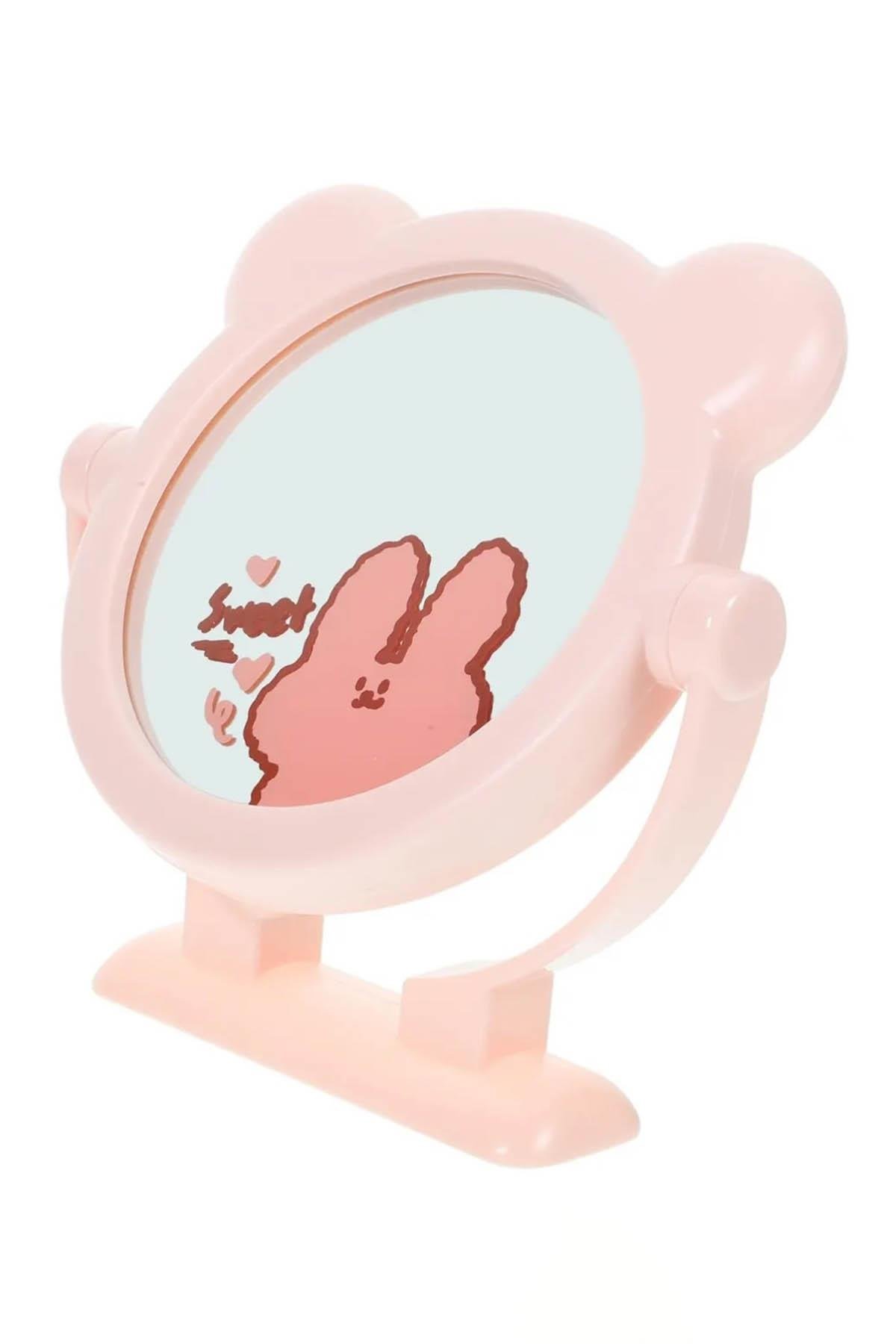 Pembe Renk Ayıcık Figürlü Masa Aynası