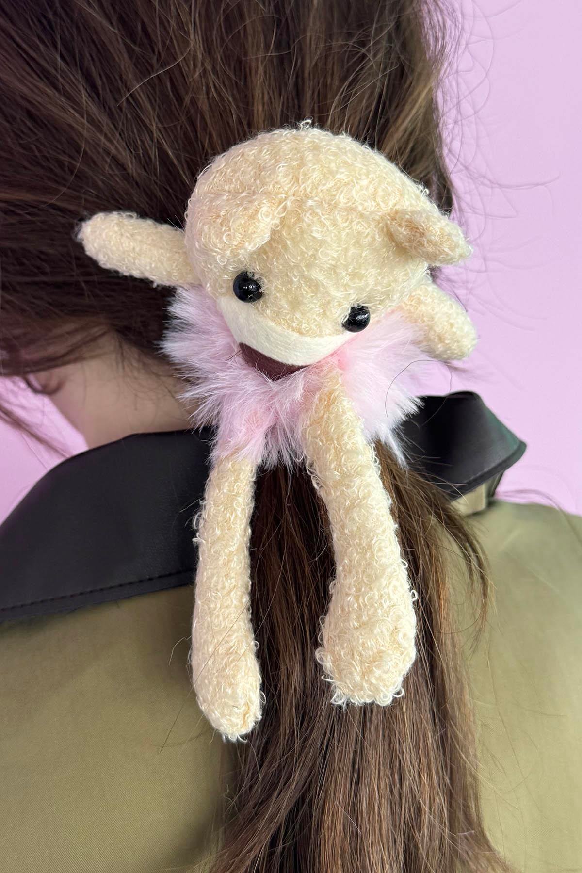 Pembe Renk Ayıcık Figürlü Peluş Simit Toka