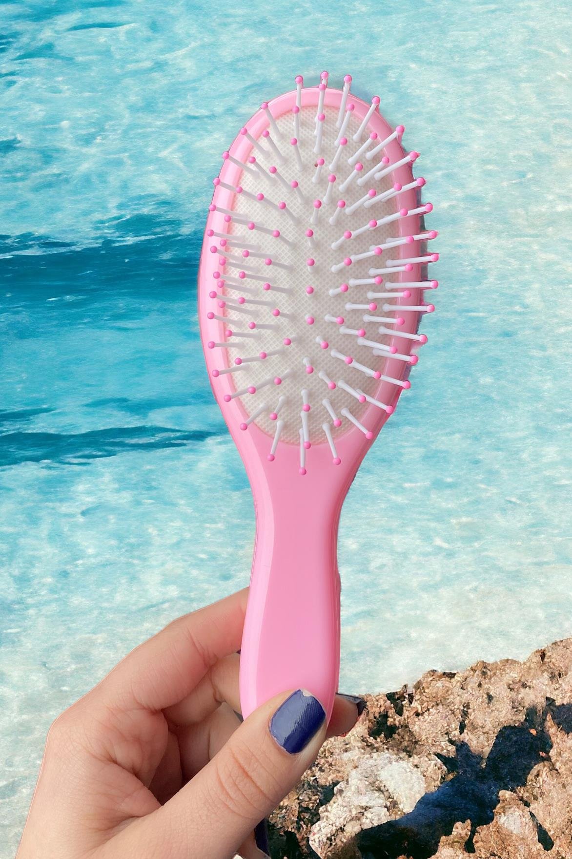 Pembe Renk Aynalı Saç Tarama Fırçası/ Tarak