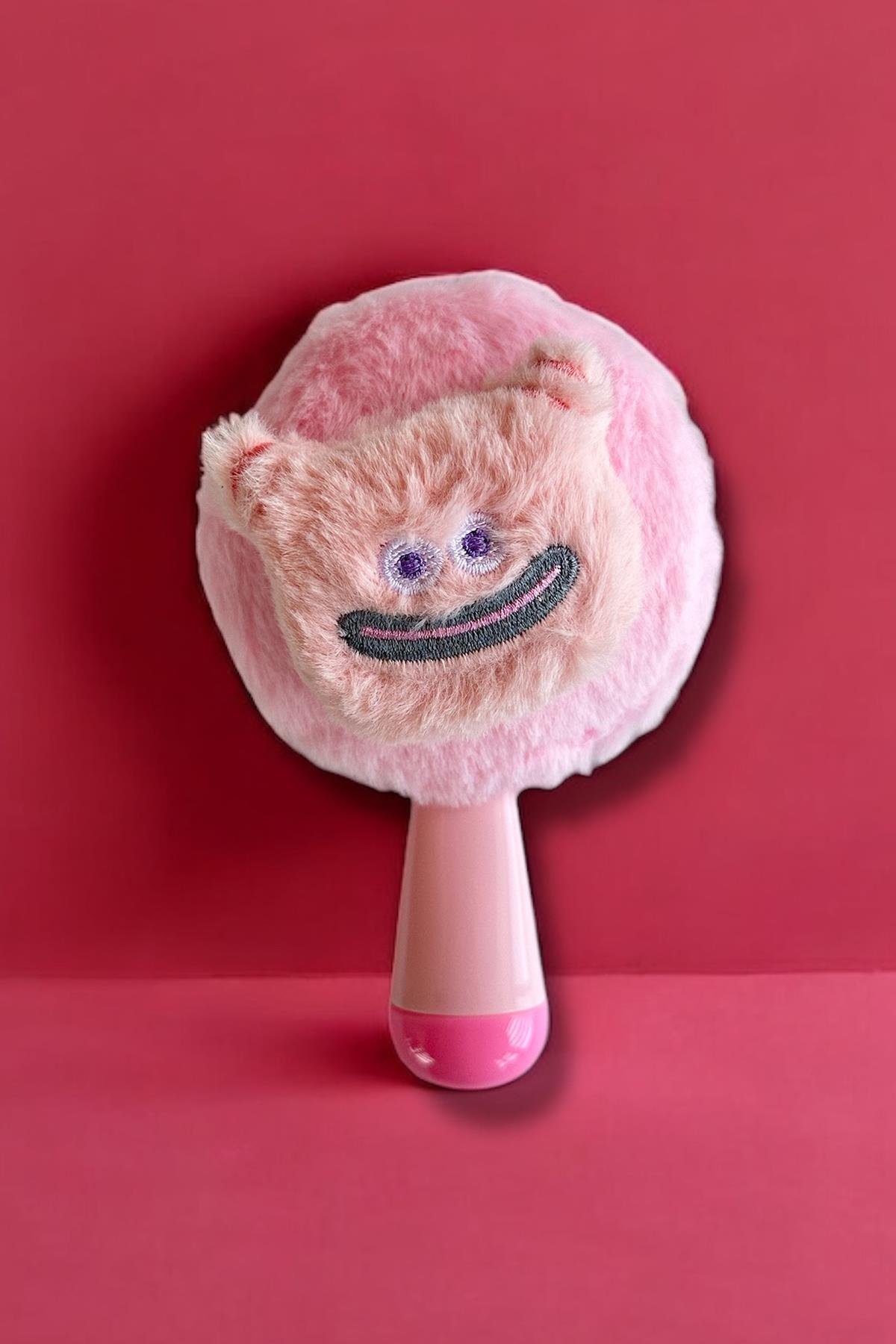 Pembe Renk Canavar Figürlü Peluş El Aynası