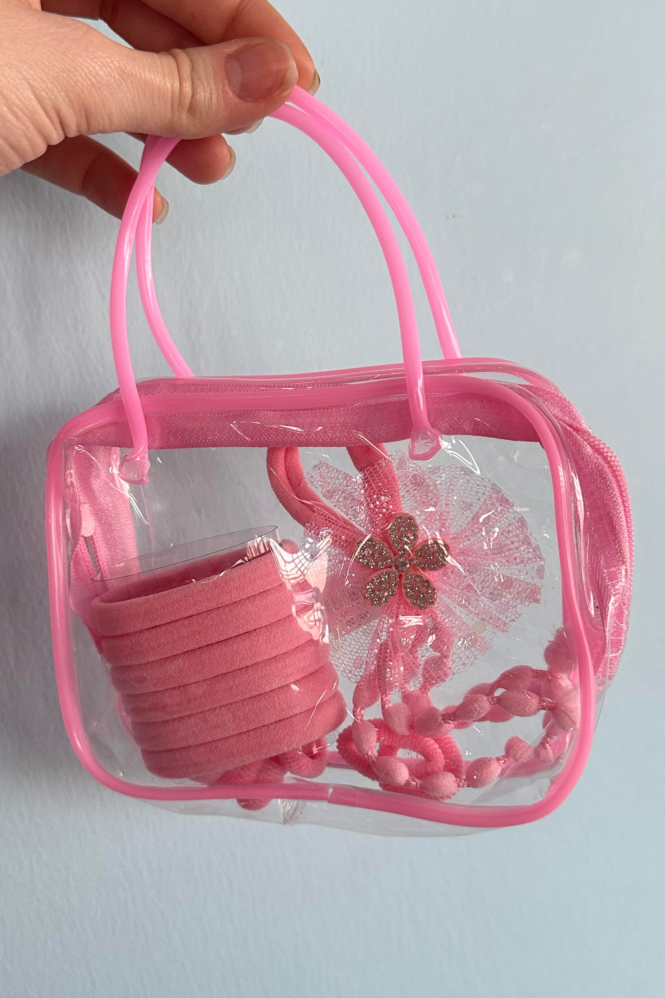 Pembe Renk Çantalı Çocuk Toka Set