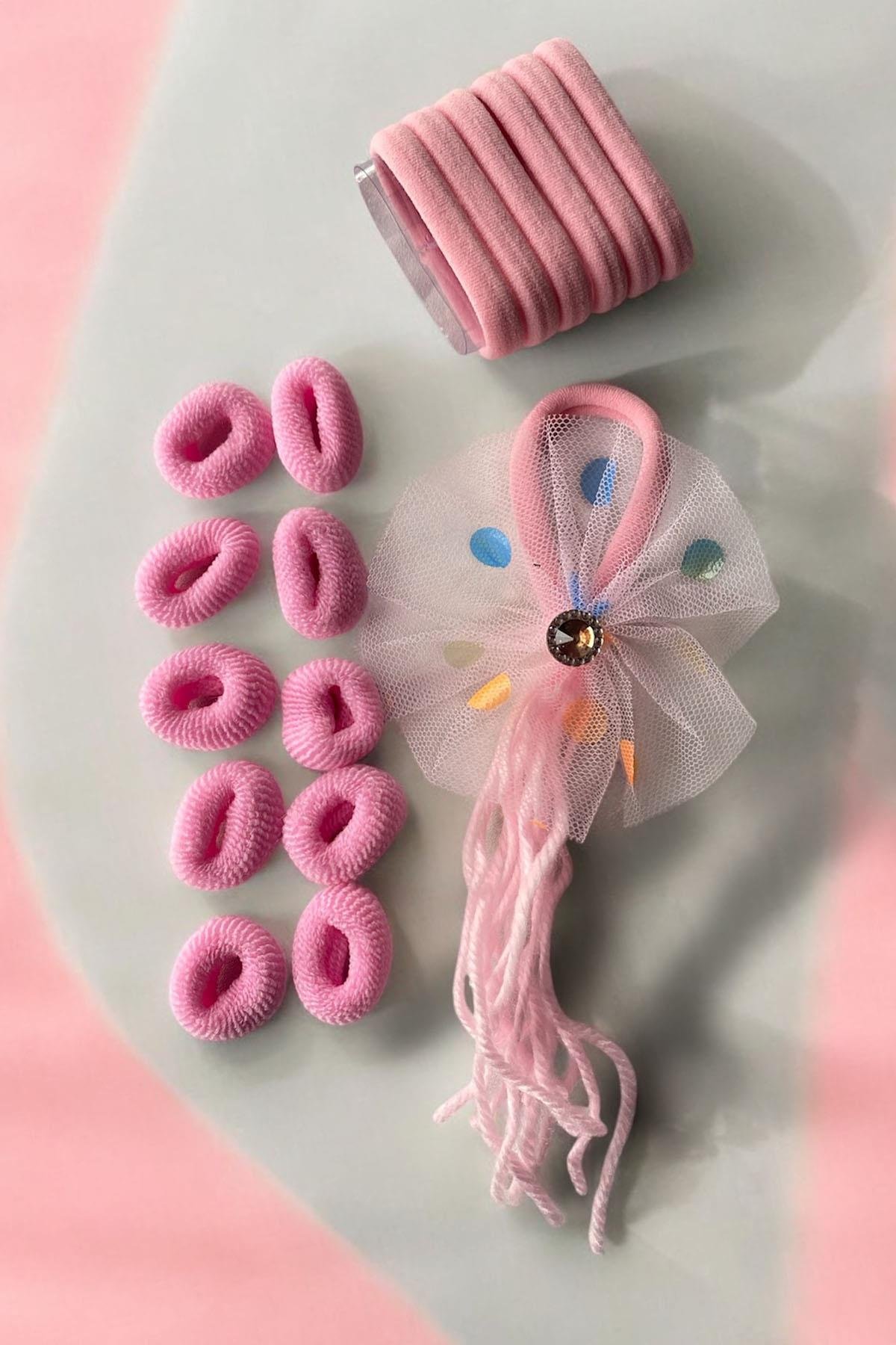 Pembe Renk Çantalı Havlu Toka Set