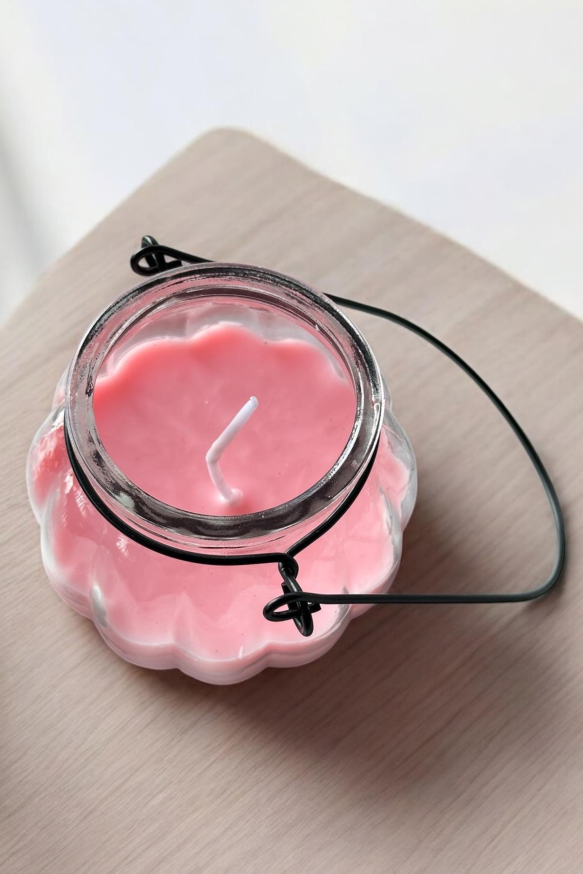 Pembe Renk Gül Kokulu Mum